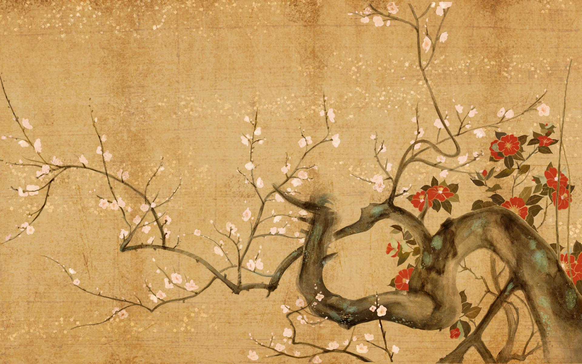 artistic, oriental, branch, flower, tree