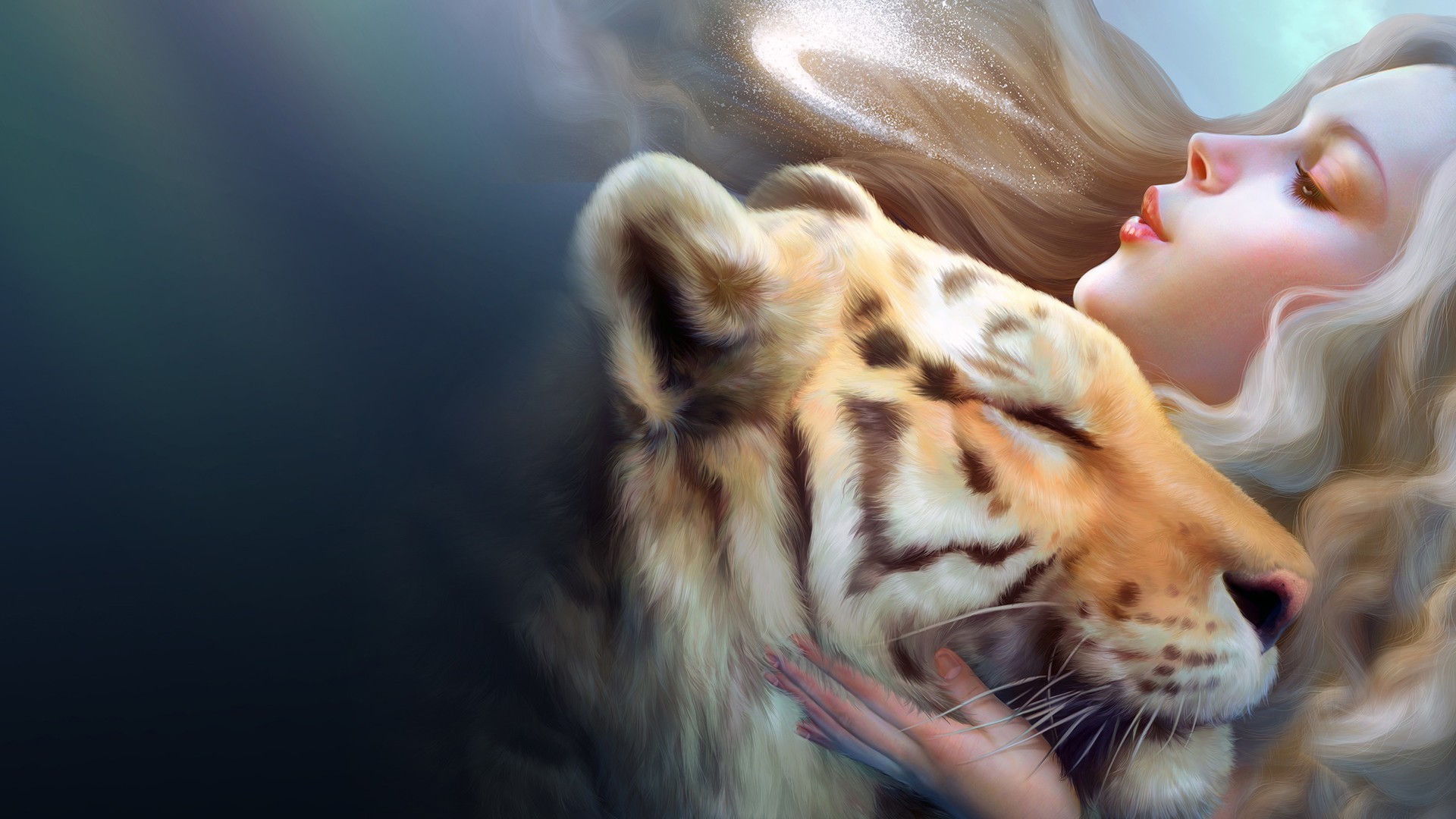 Алмазная мозаика девушка с тигром