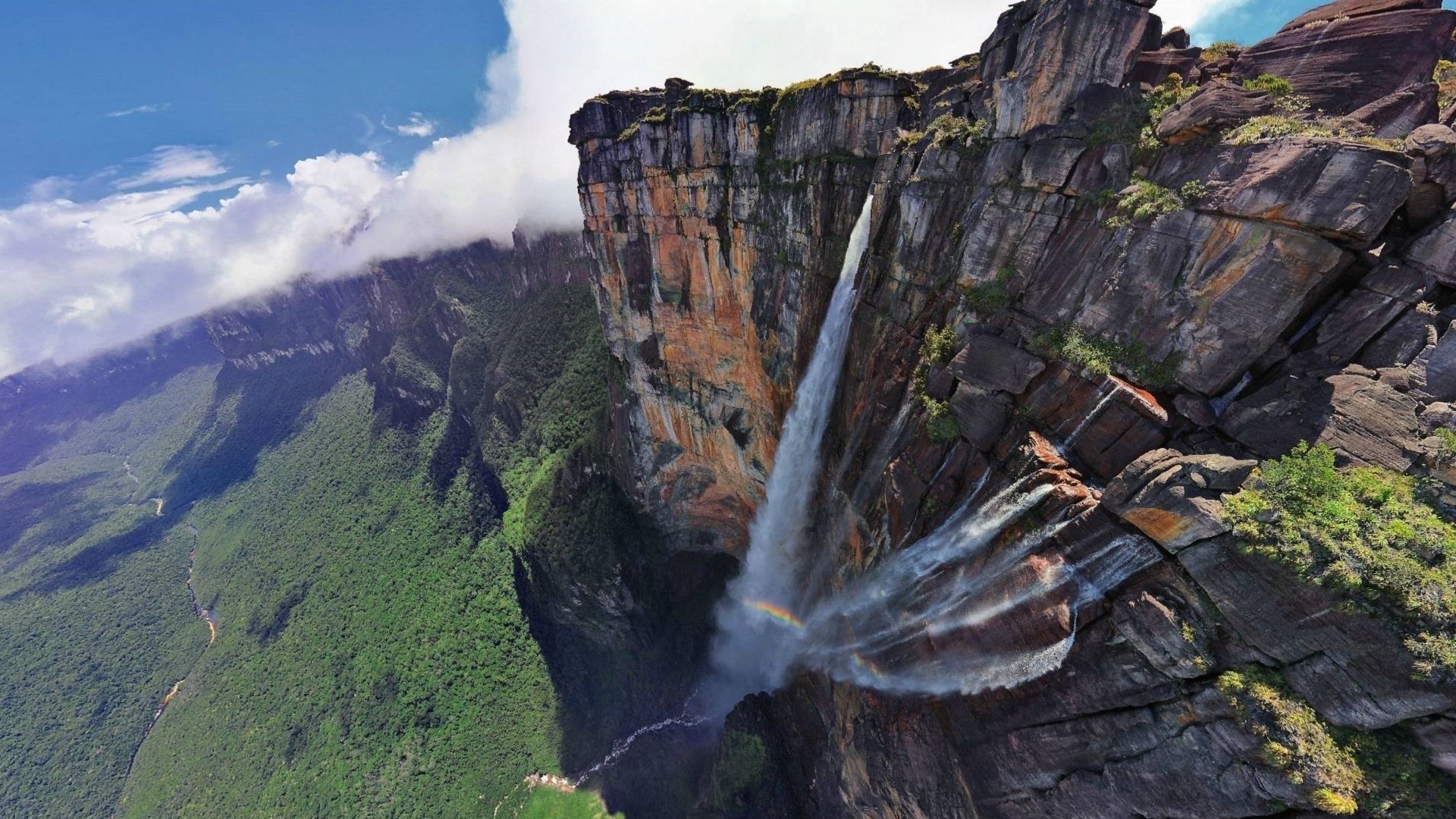 earth, waterfall, nature, vegetation, venezuela, water