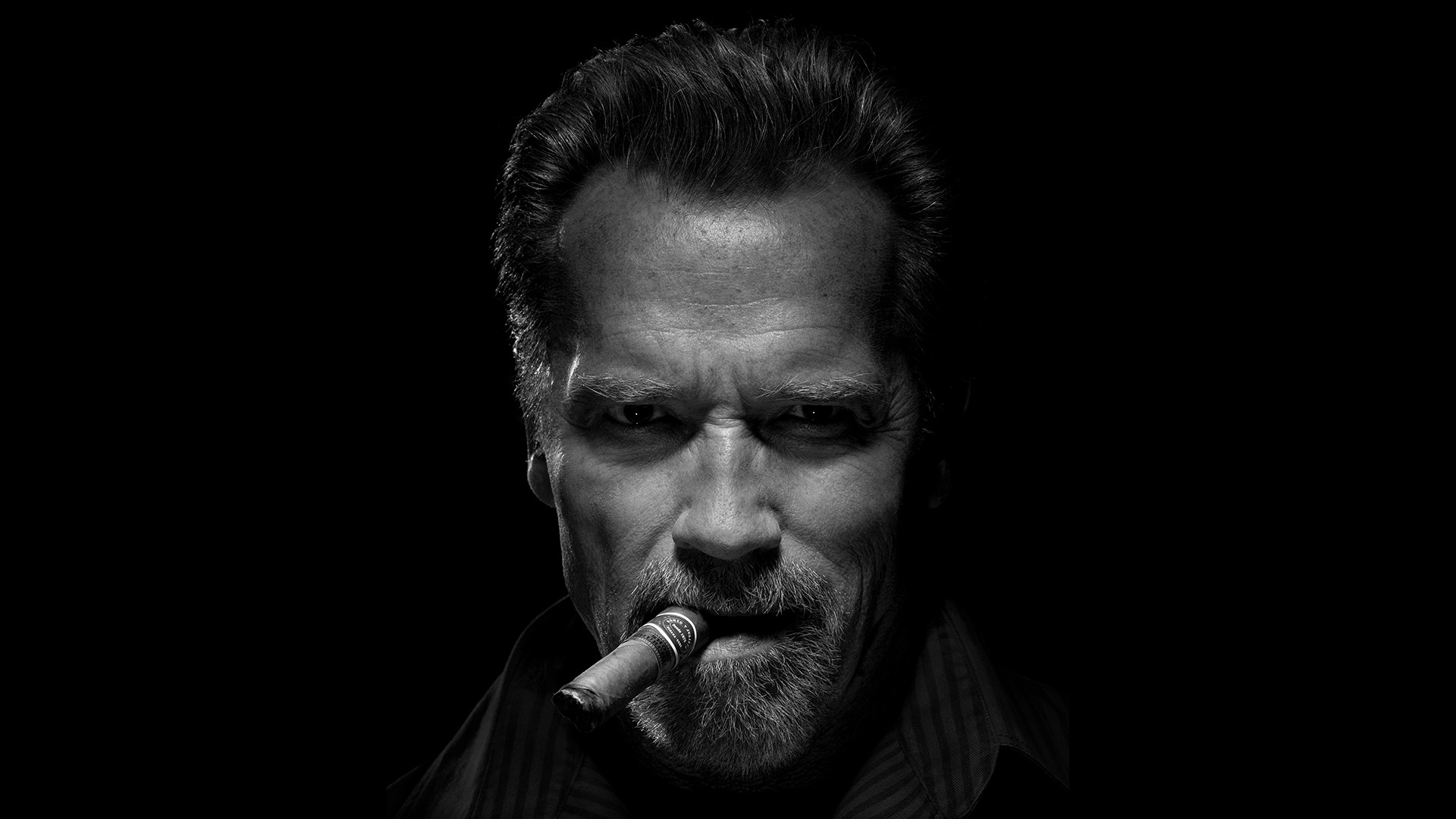 arnold schwarzenegger, cigar, celebrity, actor, american, black & white, face