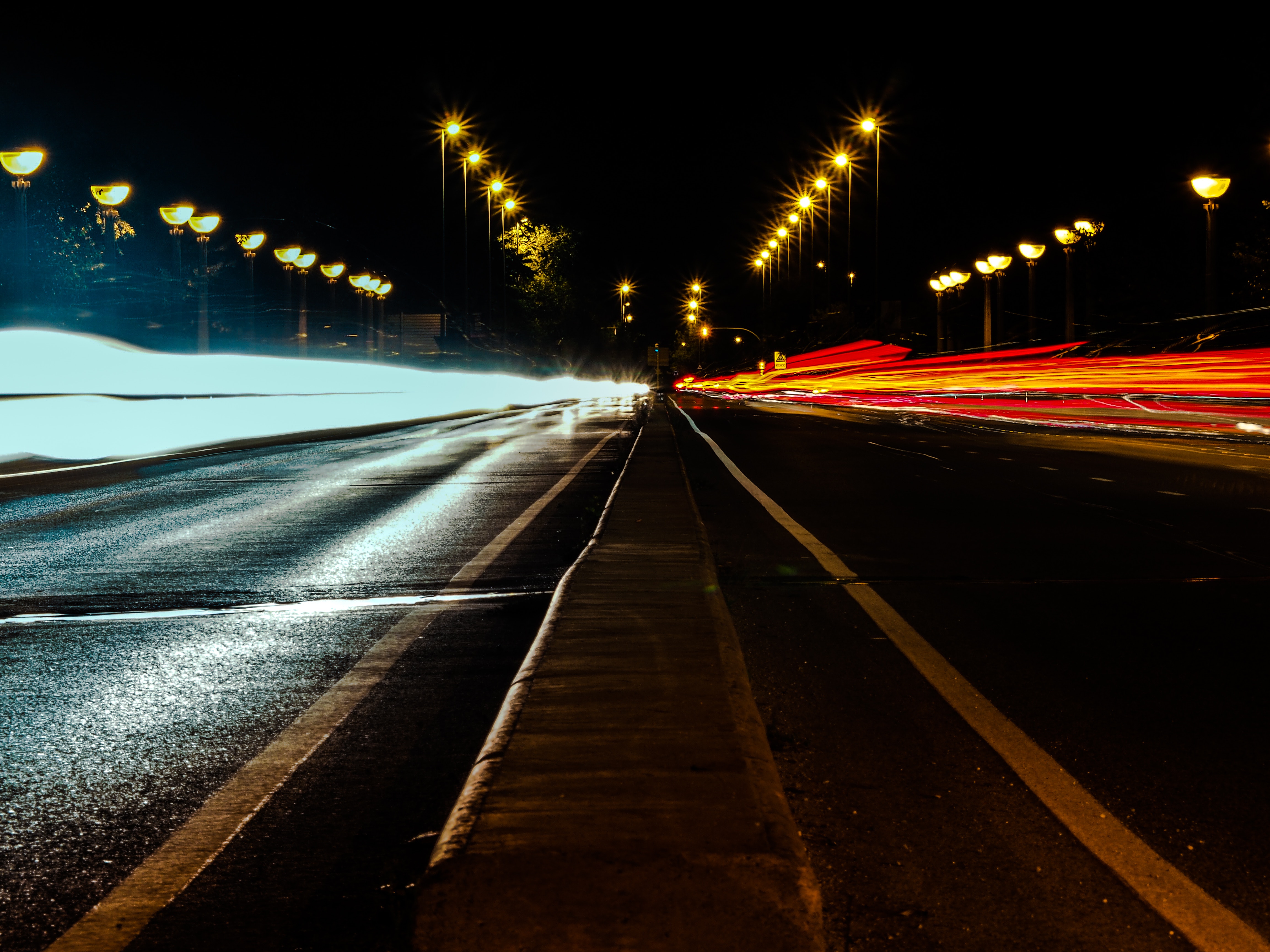 road, night, dark, illumination, long term exposure, lighting Free Stock Photo