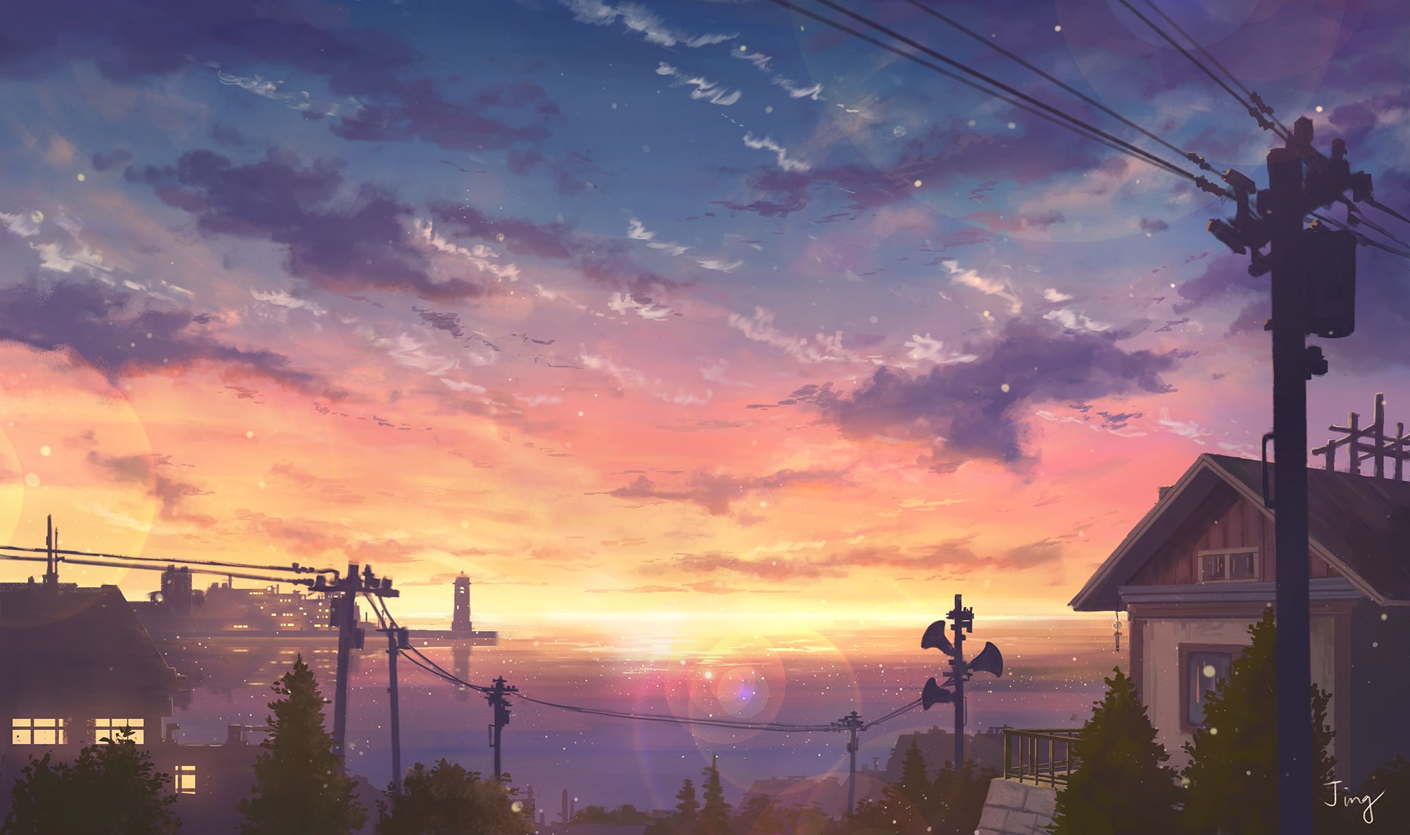 Download wallpaper 840x1336 original sunset landscape anime girl iphone  5 iphone 5s iphone 5c ipod touch 840x1336 hd background 26323
