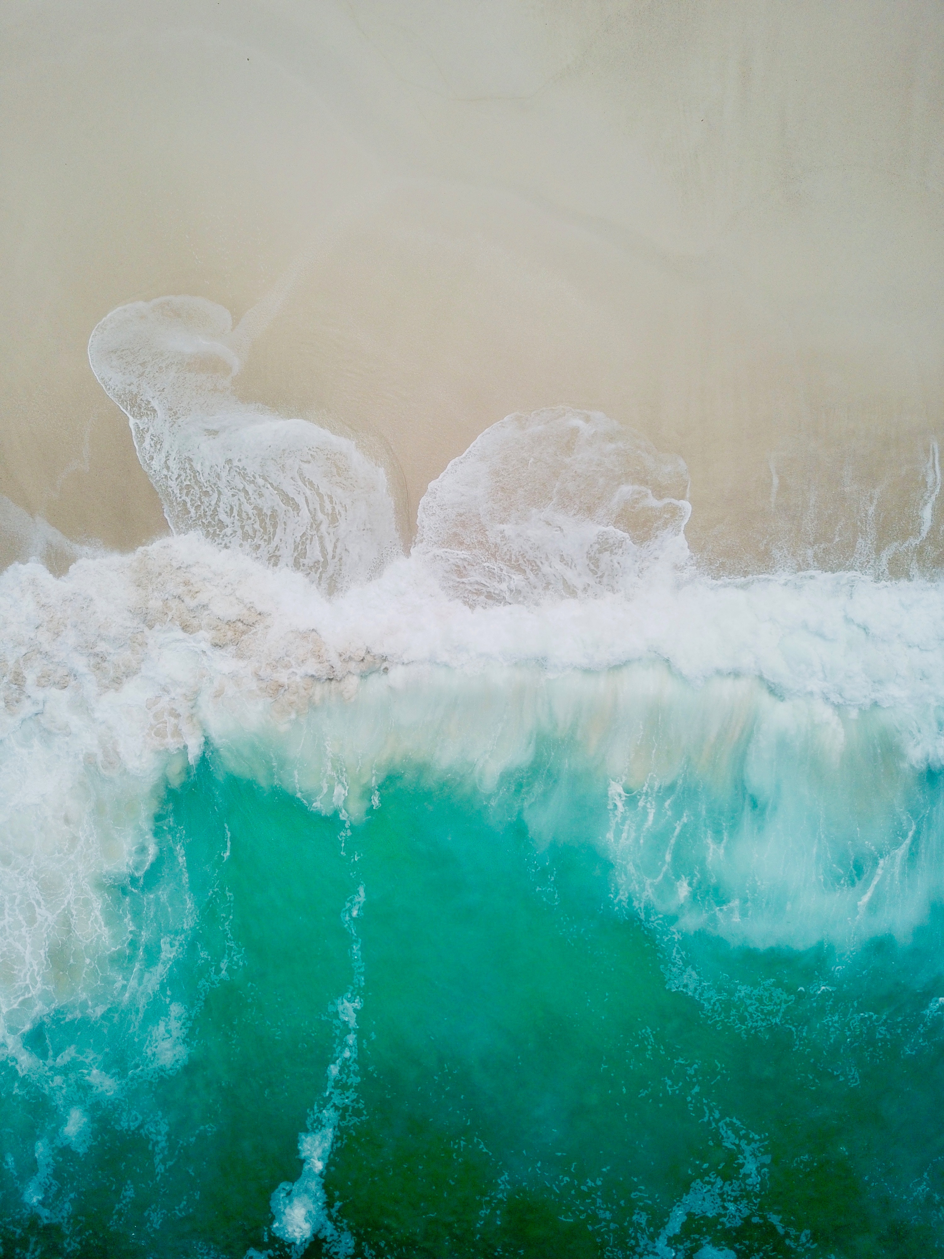 ocean, view from above, nature, water, sand, shore, bank, foam, surf