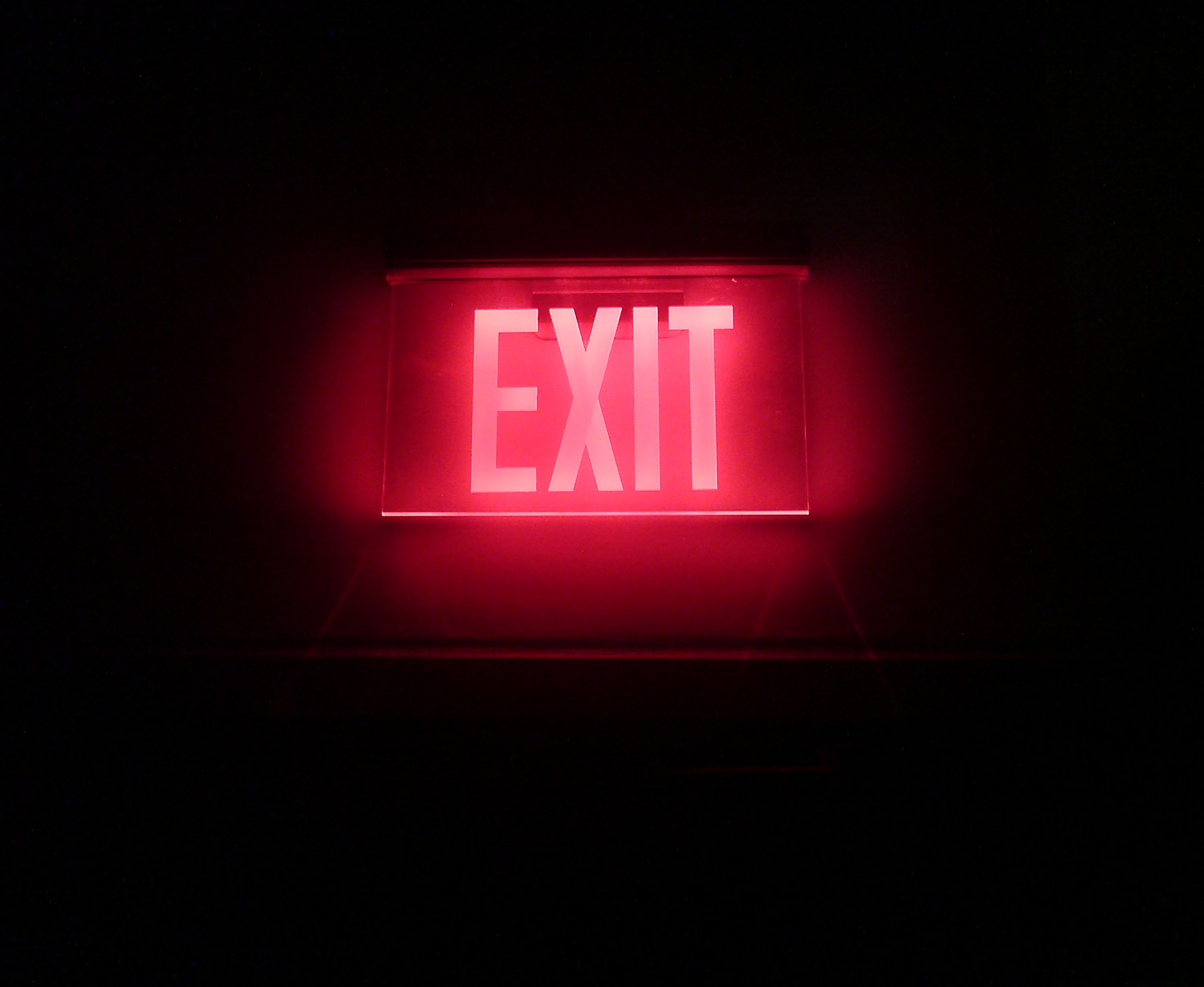 exit, output, neon, illumination, words, backlight, inscription