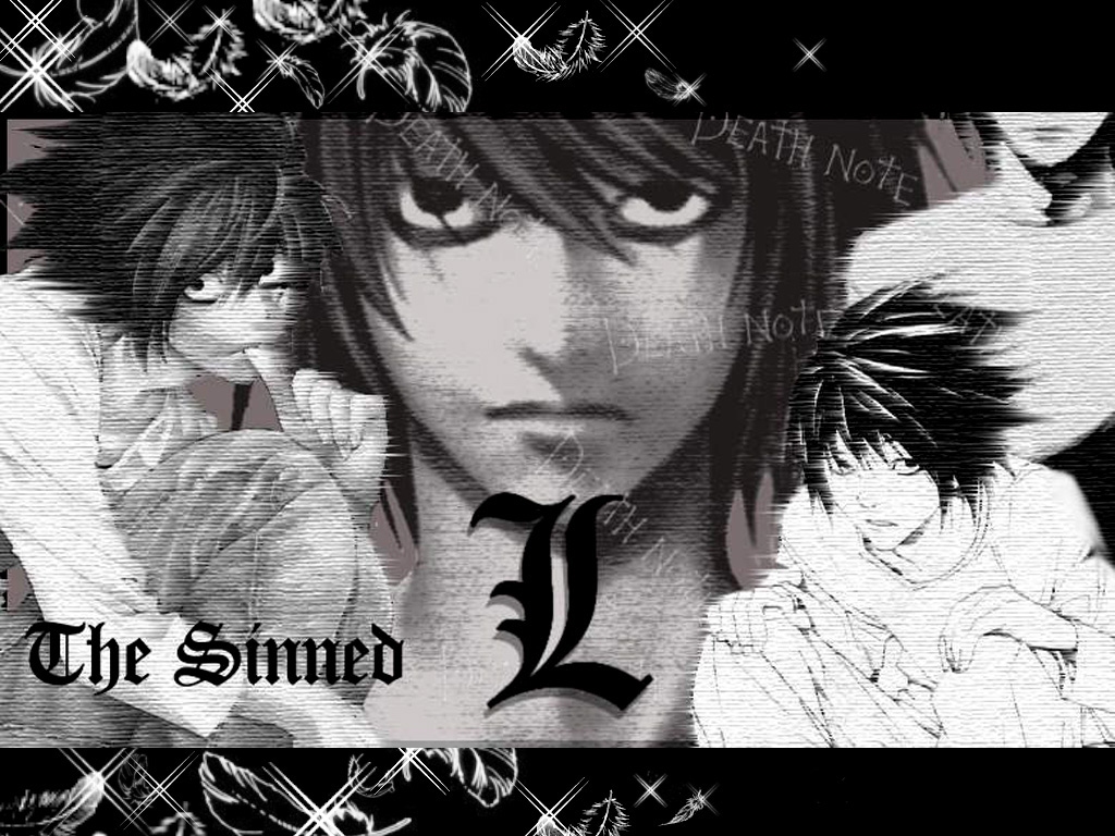 anime, death note, black & white, l (death note) wallpaper for mobile