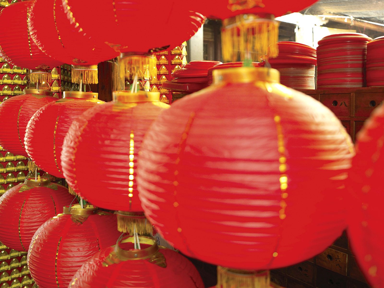 red, miscellanea, miscellaneous, paper, chinese lanterns Desktop home screen Wallpaper