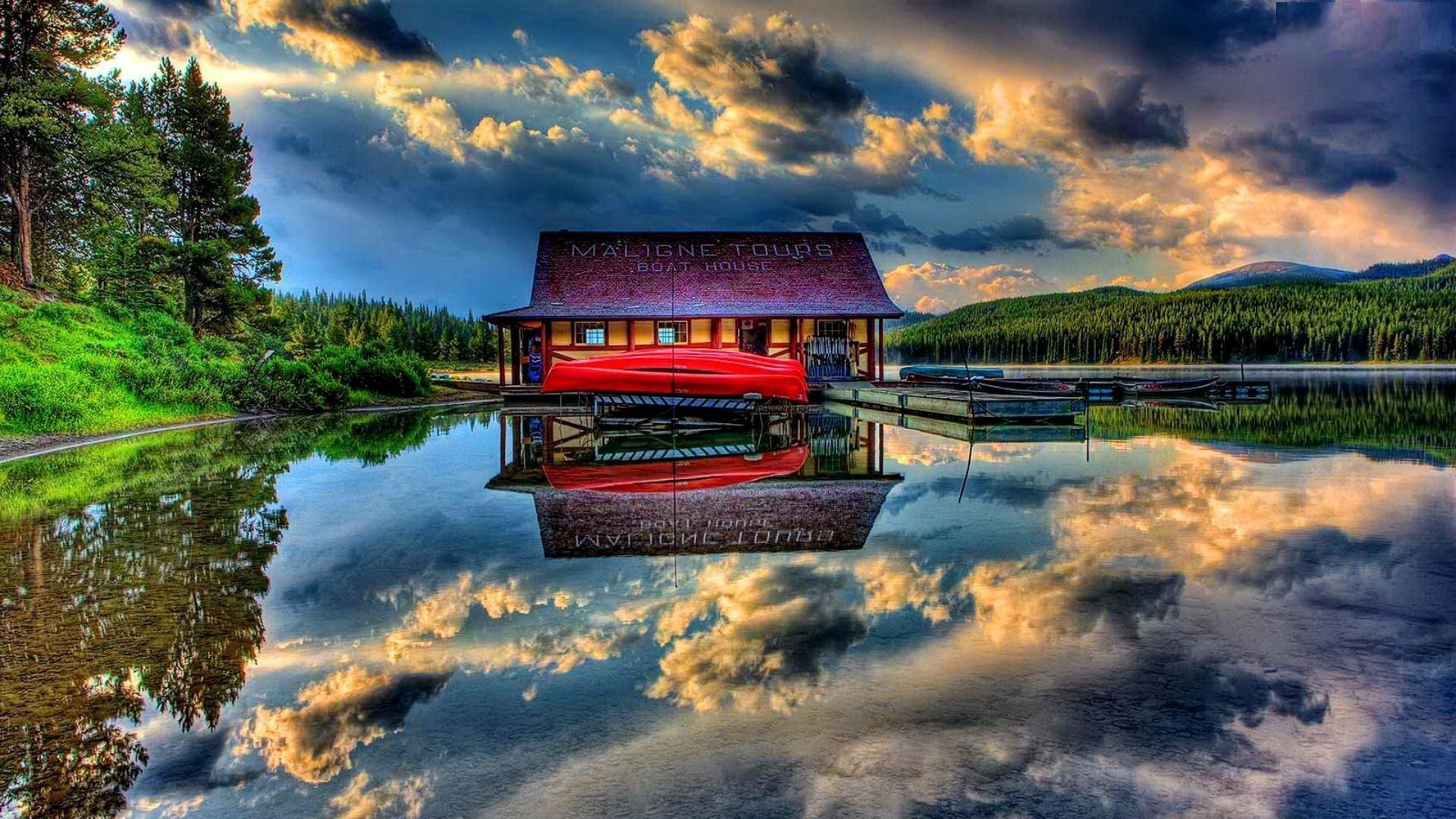 hdr, photography, reflection, canada, jasper national park, lake, man made, shop desktop HD wallpaper