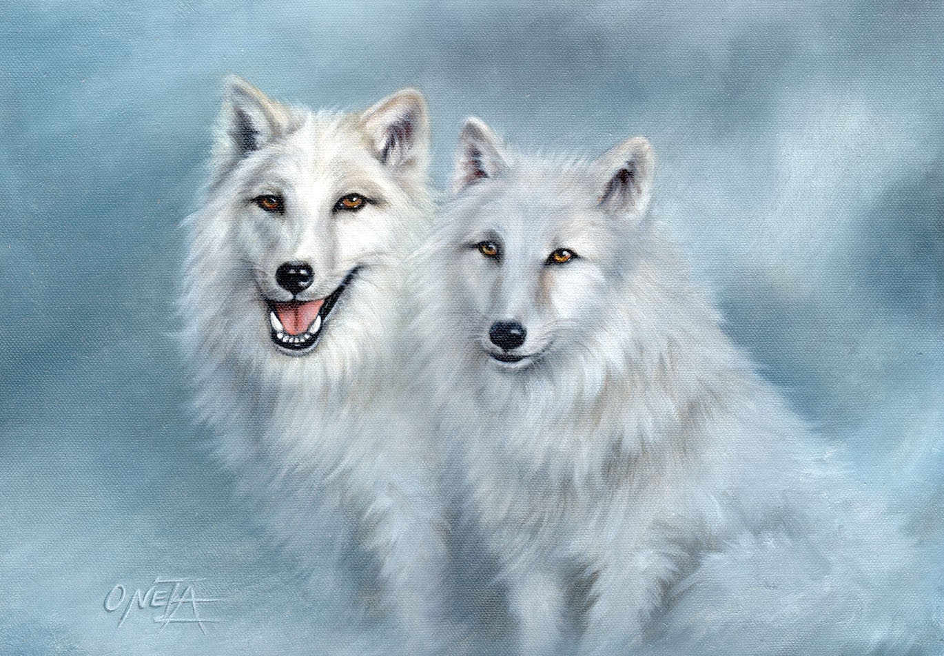 Картина белый волк и зверь