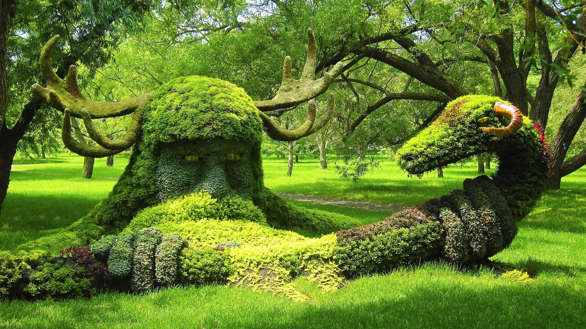999755 завантажити картинку створено людиною, скульптура, ботанічний сад, канада, монреаль, парк, дерево - шпалери і заставки безкоштовно