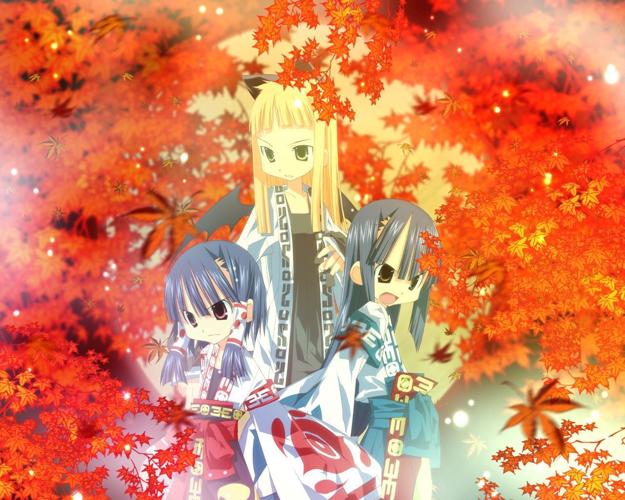 Handy-Wallpaper Kimono, Mädchen, Herbst, Anime kostenlos herunterladen.