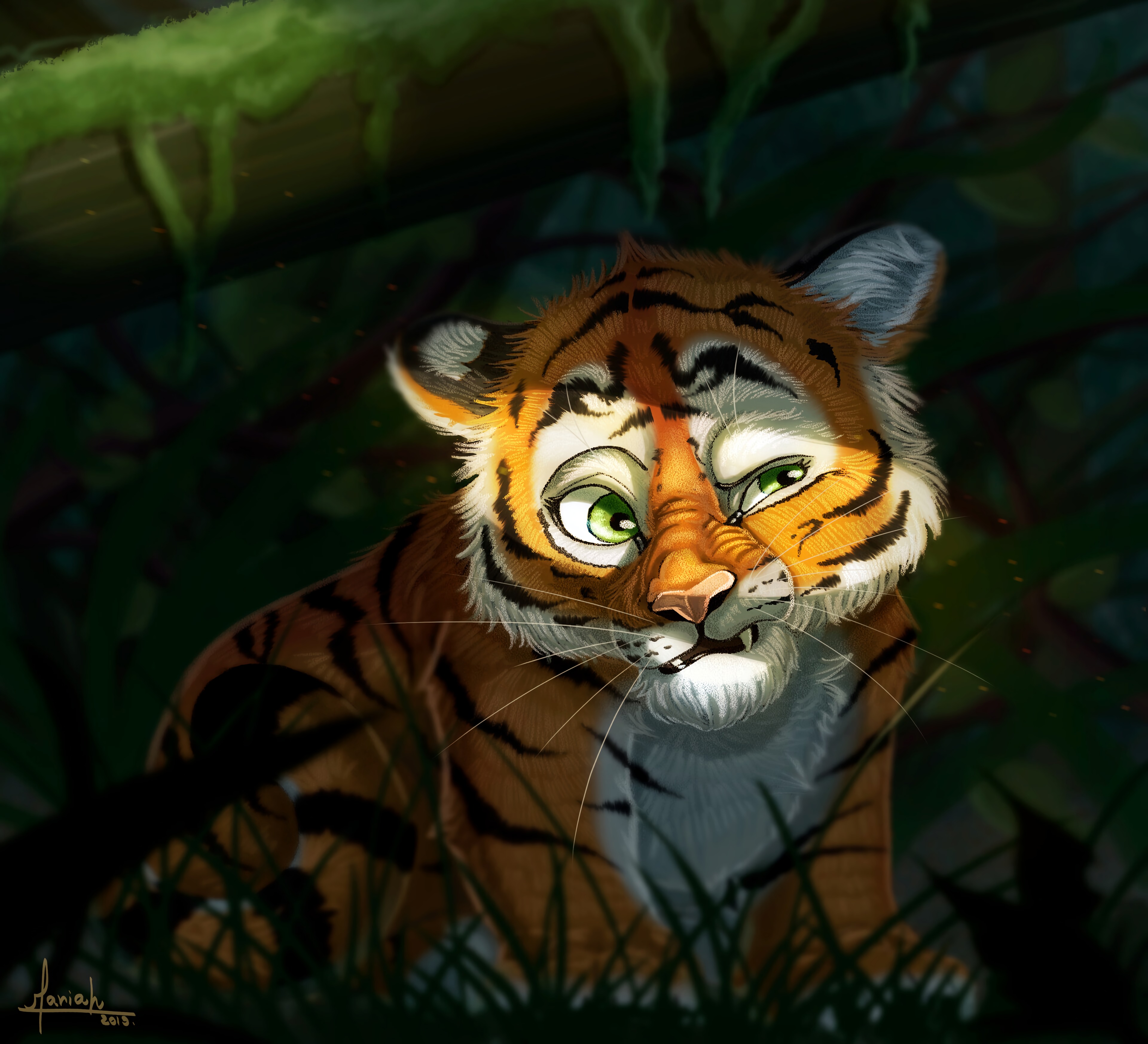 122313 Hintergrundbild herunterladen kunst, tiger, emotionen, tigerjunges - Bildschirmschoner und Bilder kostenlos