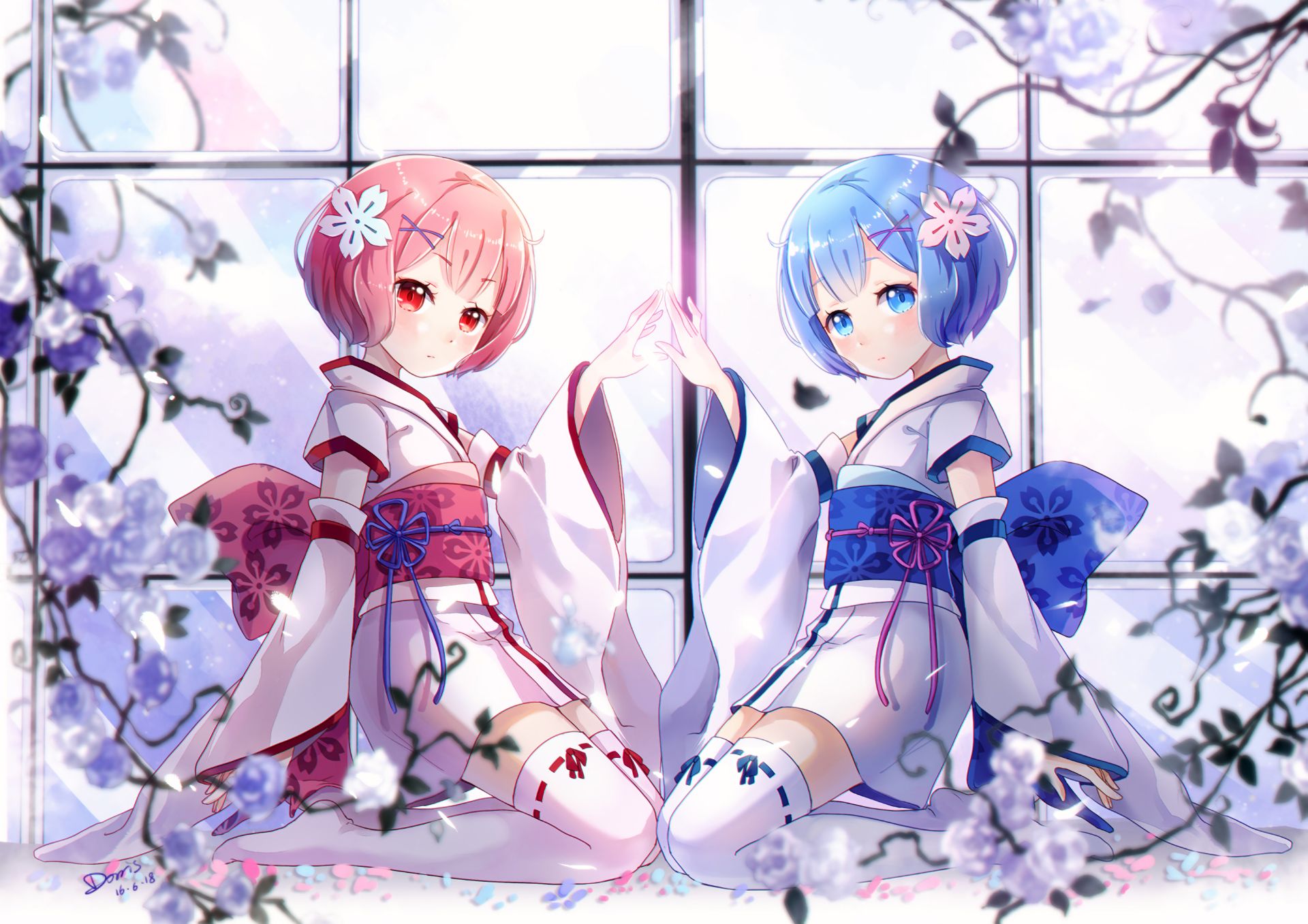 Download mobile wallpaper Anime, Blue Eyes, Blue Hair, Short Hair, Re:zero Starting Life In Another World, Ram (Re:zero), Rem (Re:zero) for free.