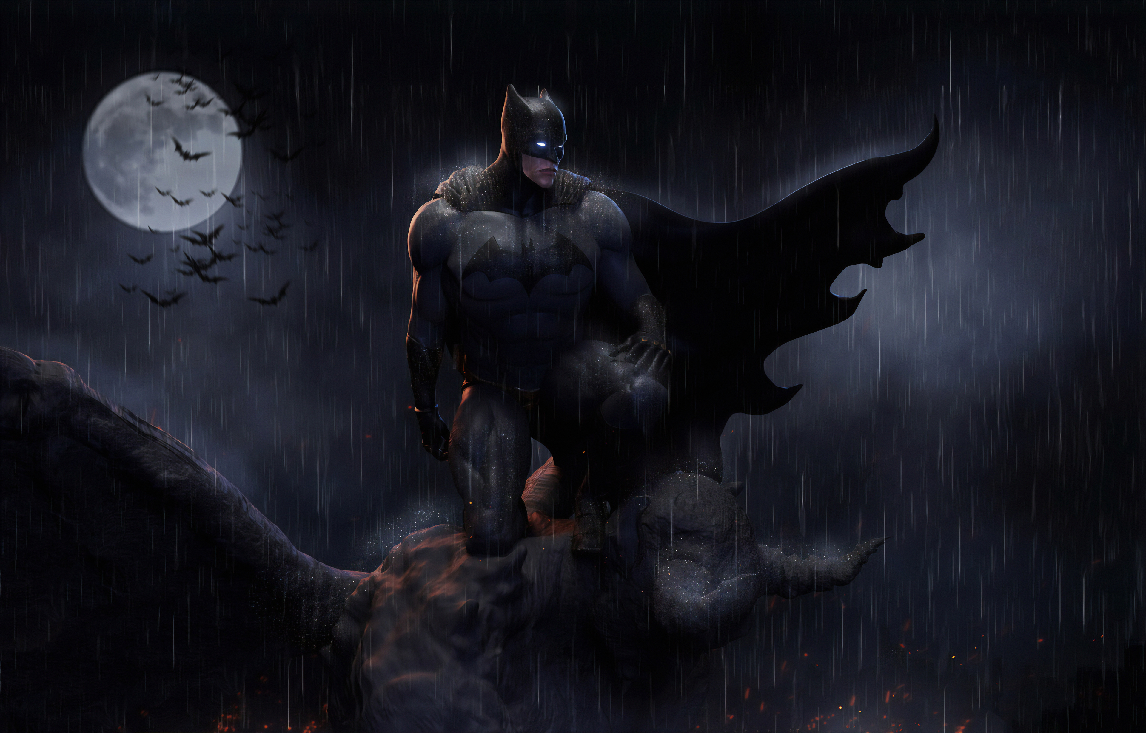 HD desktop wallpaper: Rain, Night, Batman, Moon, Comics, Dc Comics download  free picture #469470