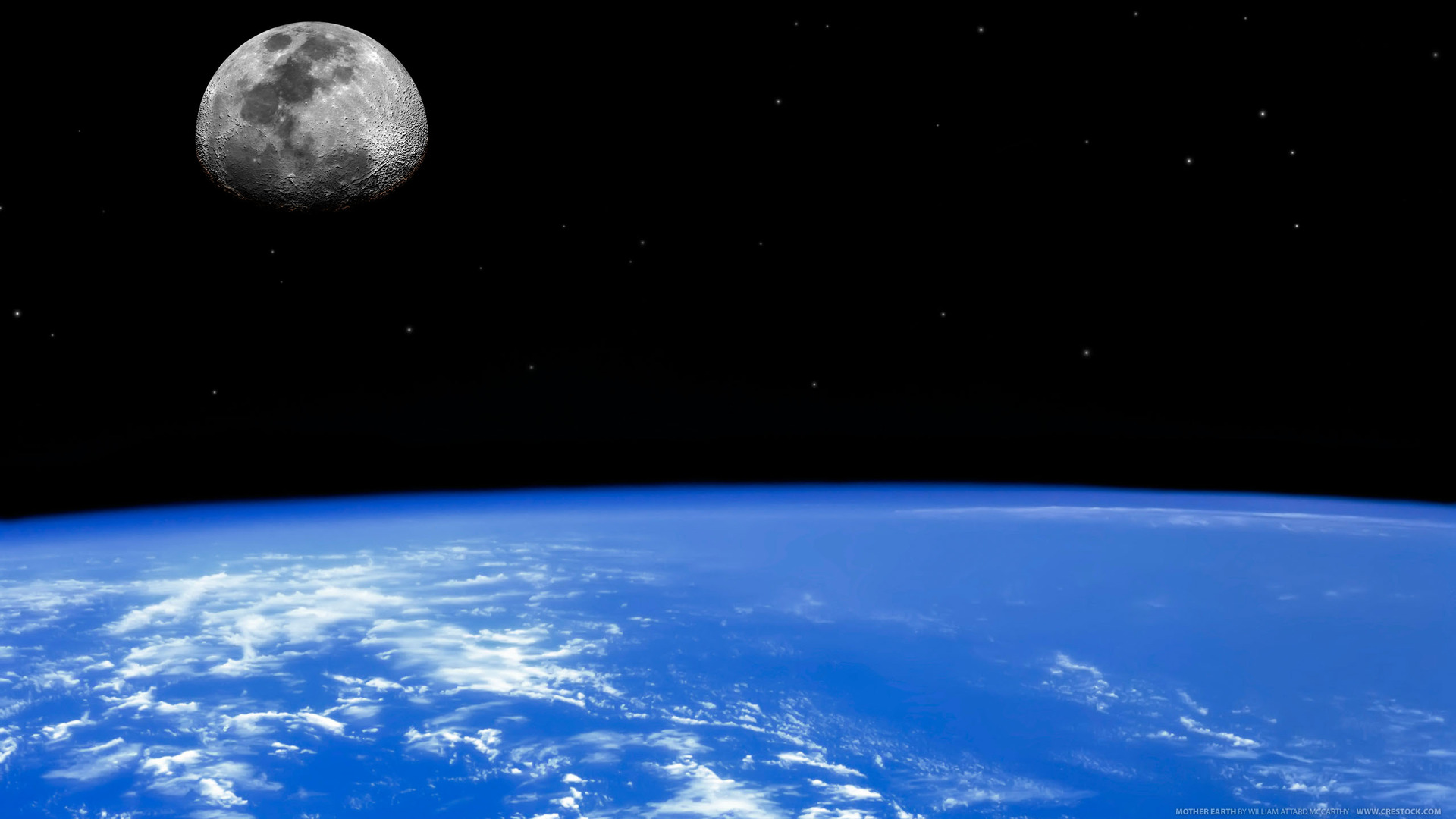 158691壁紙のダウンロード地球, 地平線, 宇宙から, 月, 星, スペース-スクリーンセーバーと写真を無料で