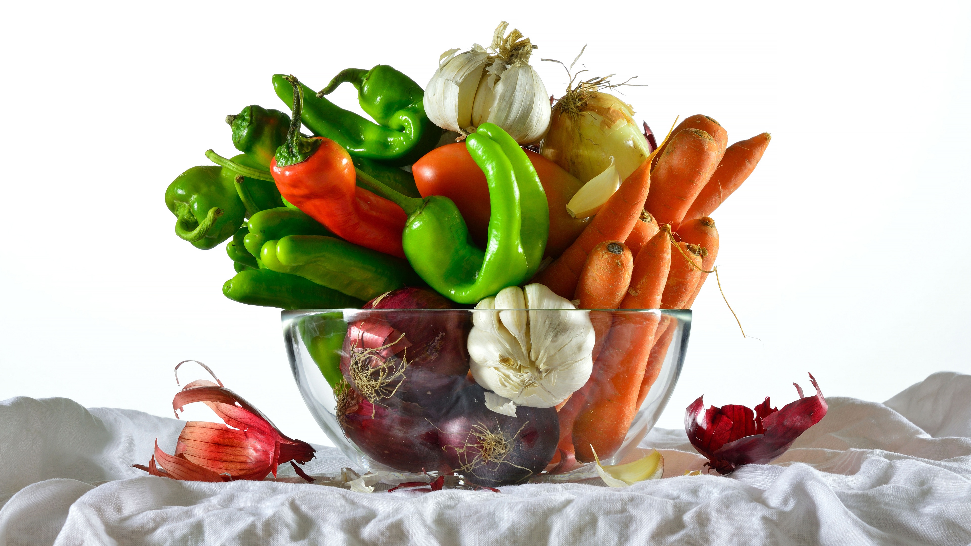 food, vegetables, carrot, garlic, onion, pepper HD wallpaper