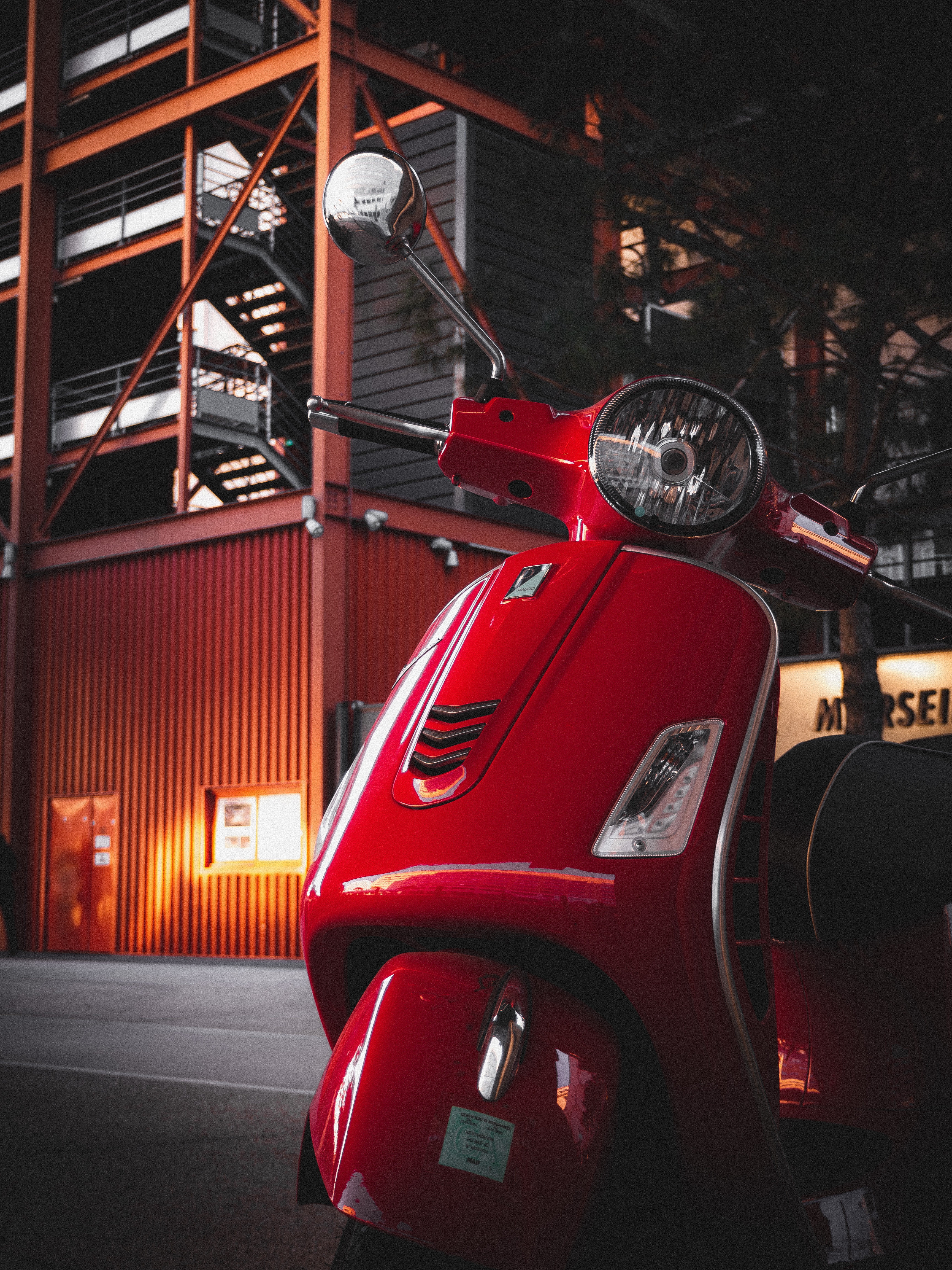 steering wheel, headlight, scooter, motorcycles, red, rudder HD wallpaper