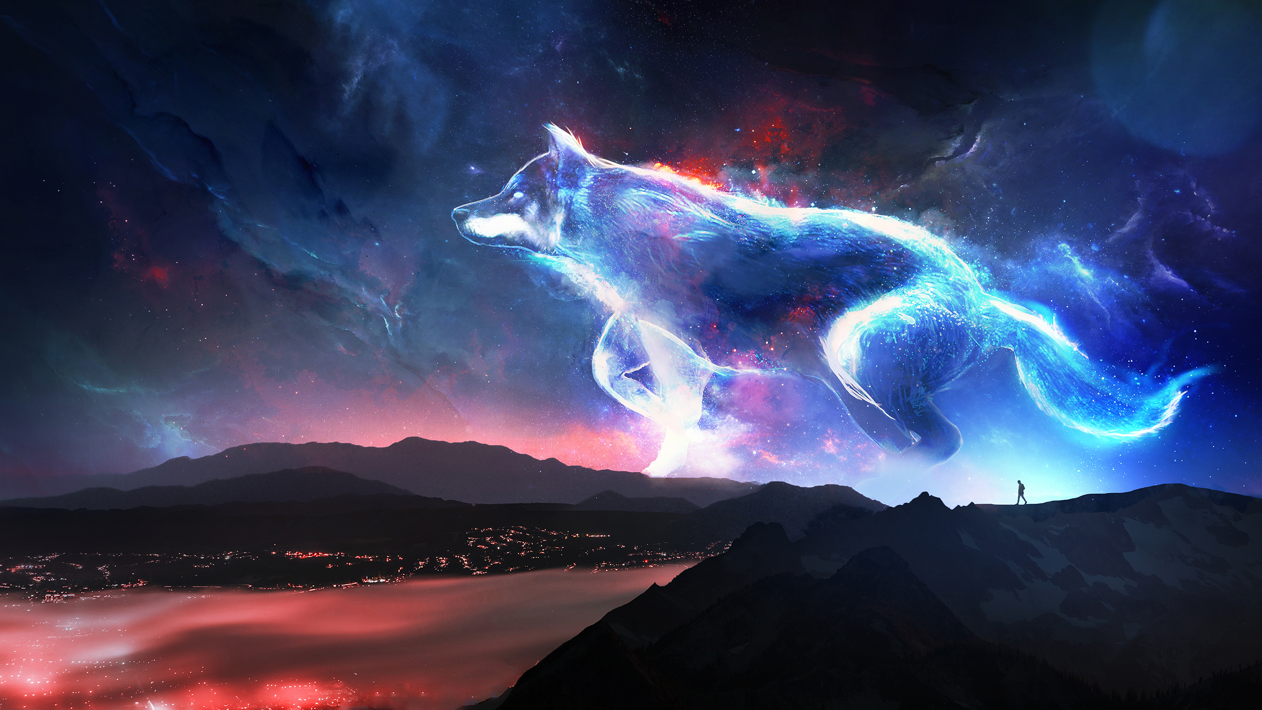 Волк на фоне космоса