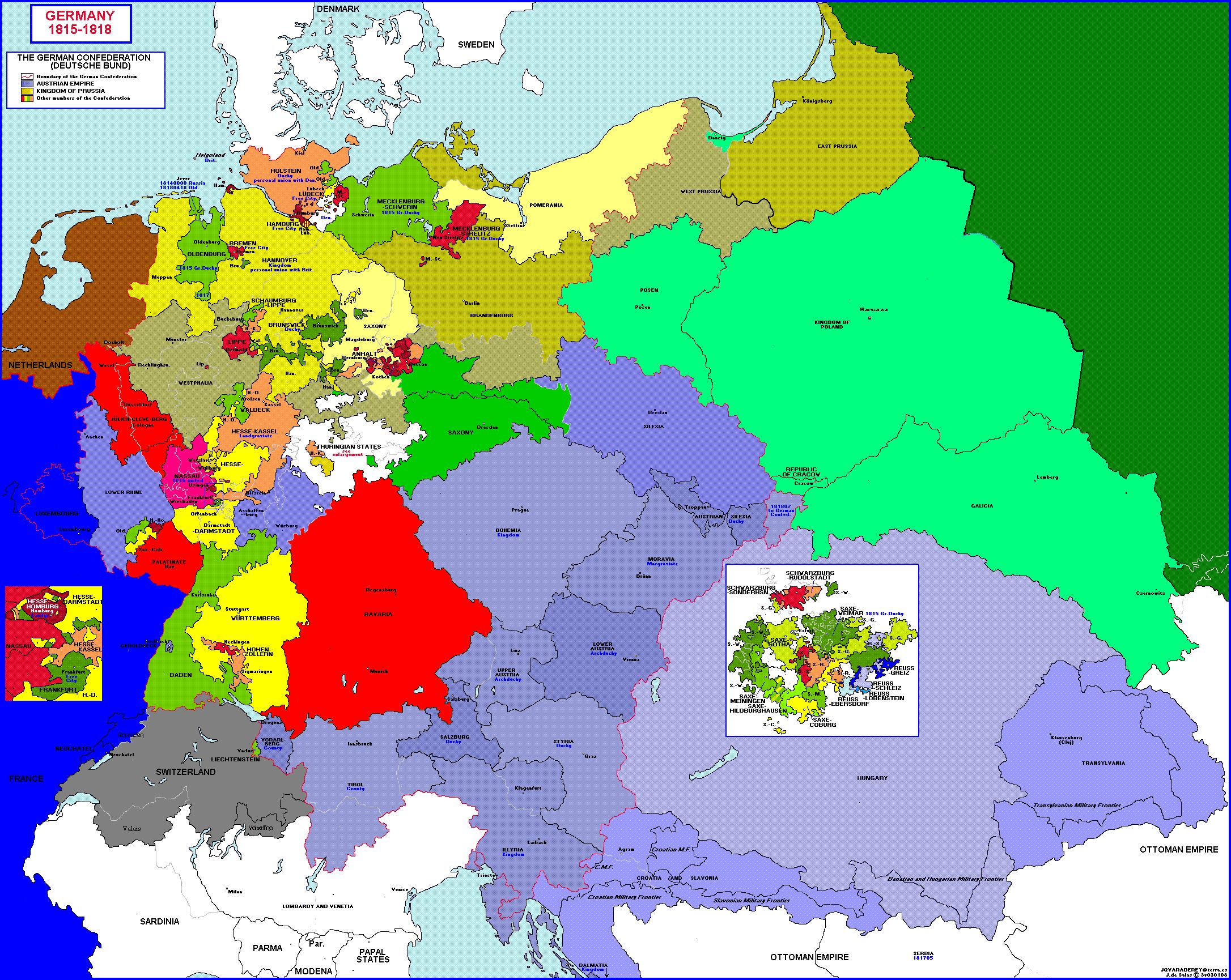 Границы германского союза образованного в 1815 карта