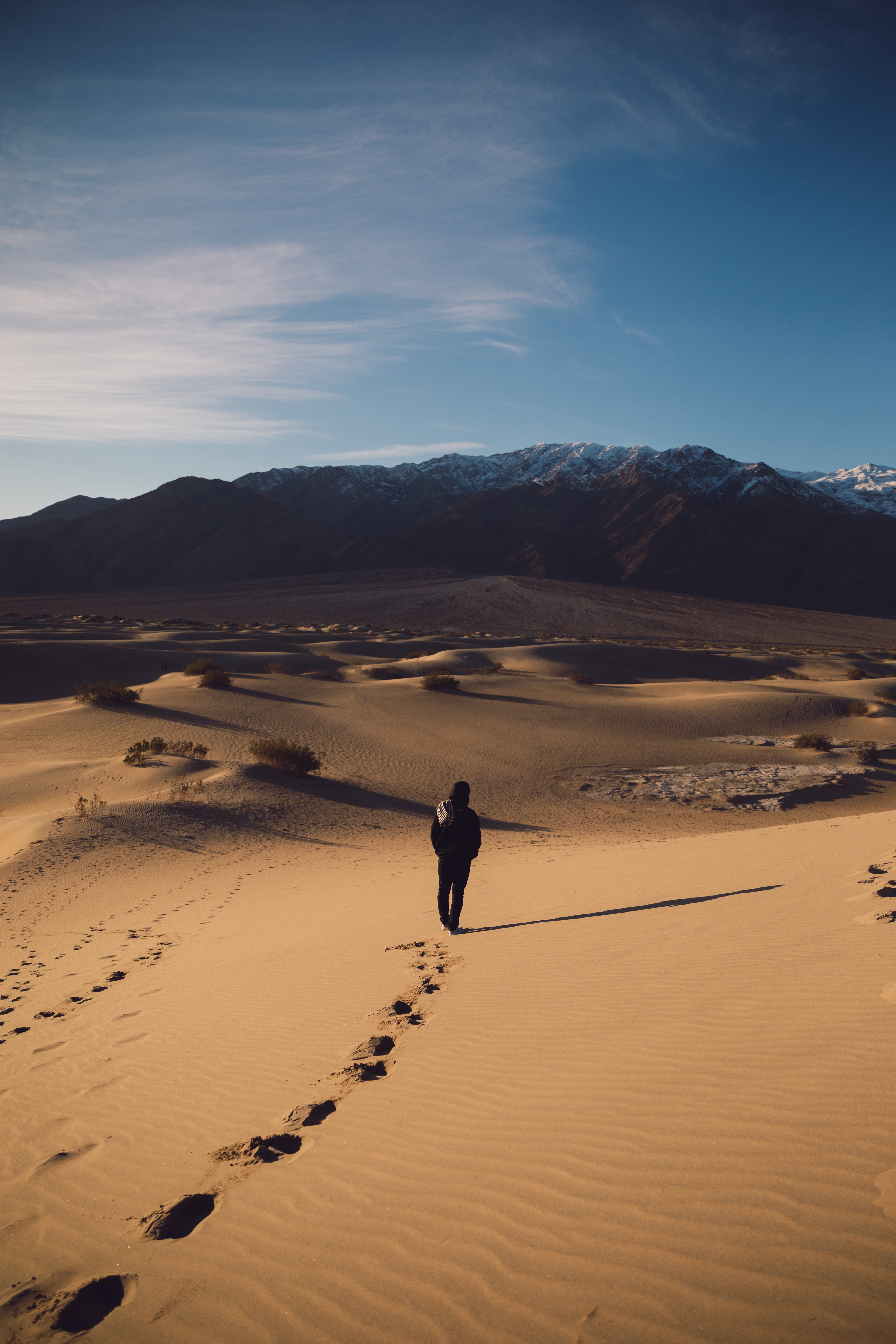 loneliness, privacy, nature, sand, desert, seclusion, traces Full HD