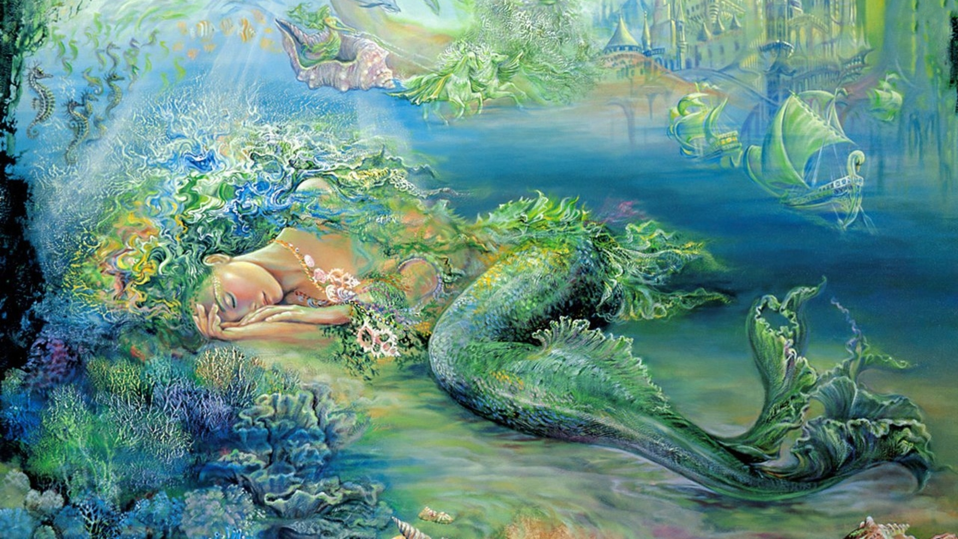 Free download wallpaper Fantasy, Colors, Painting, Mermaid on your PC desktop