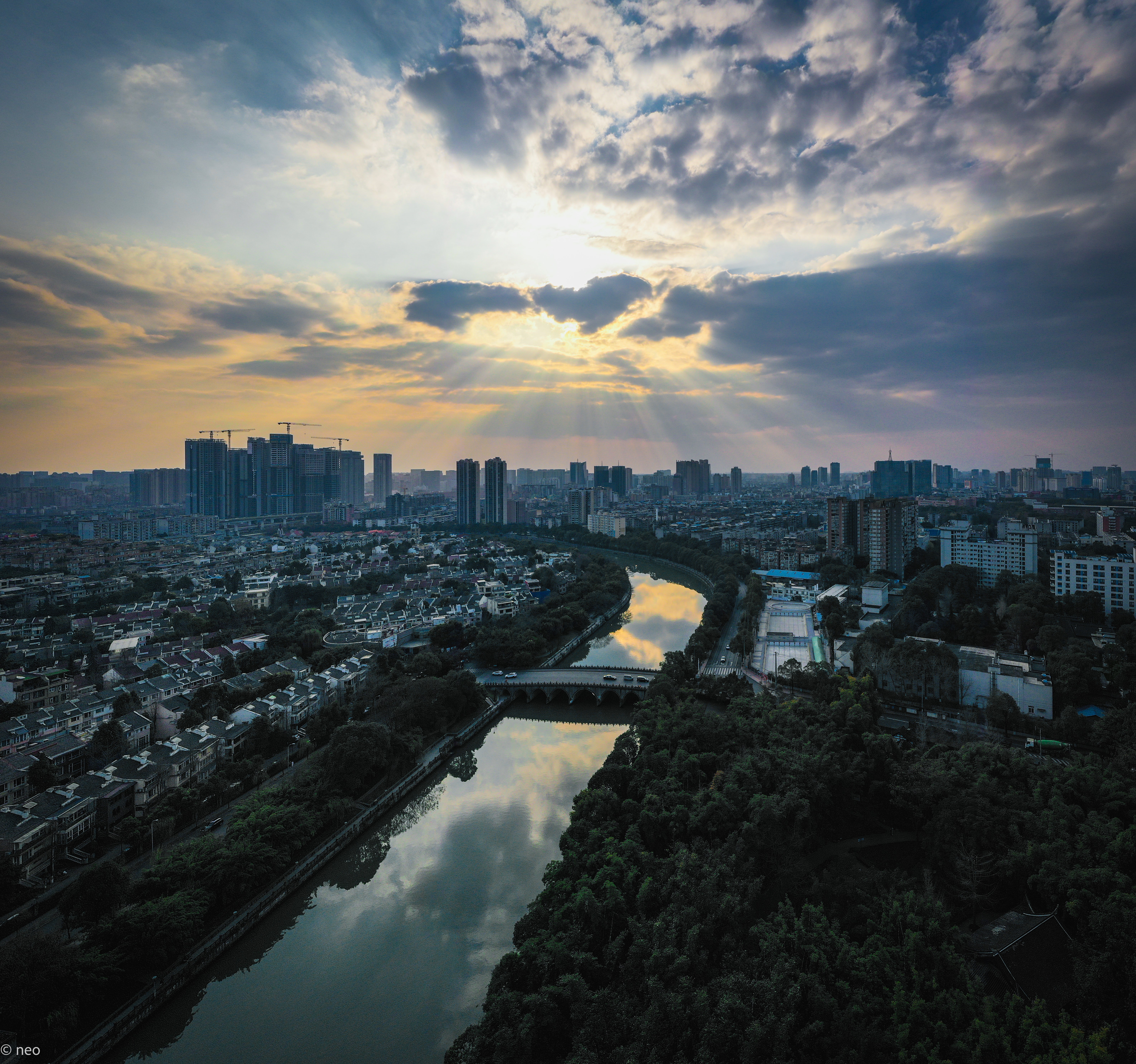 urban landscape, cities, rivers, city, building, view from above, cityscape 5K