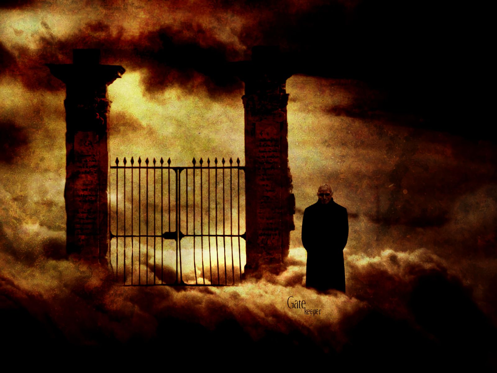 dark, men, gate