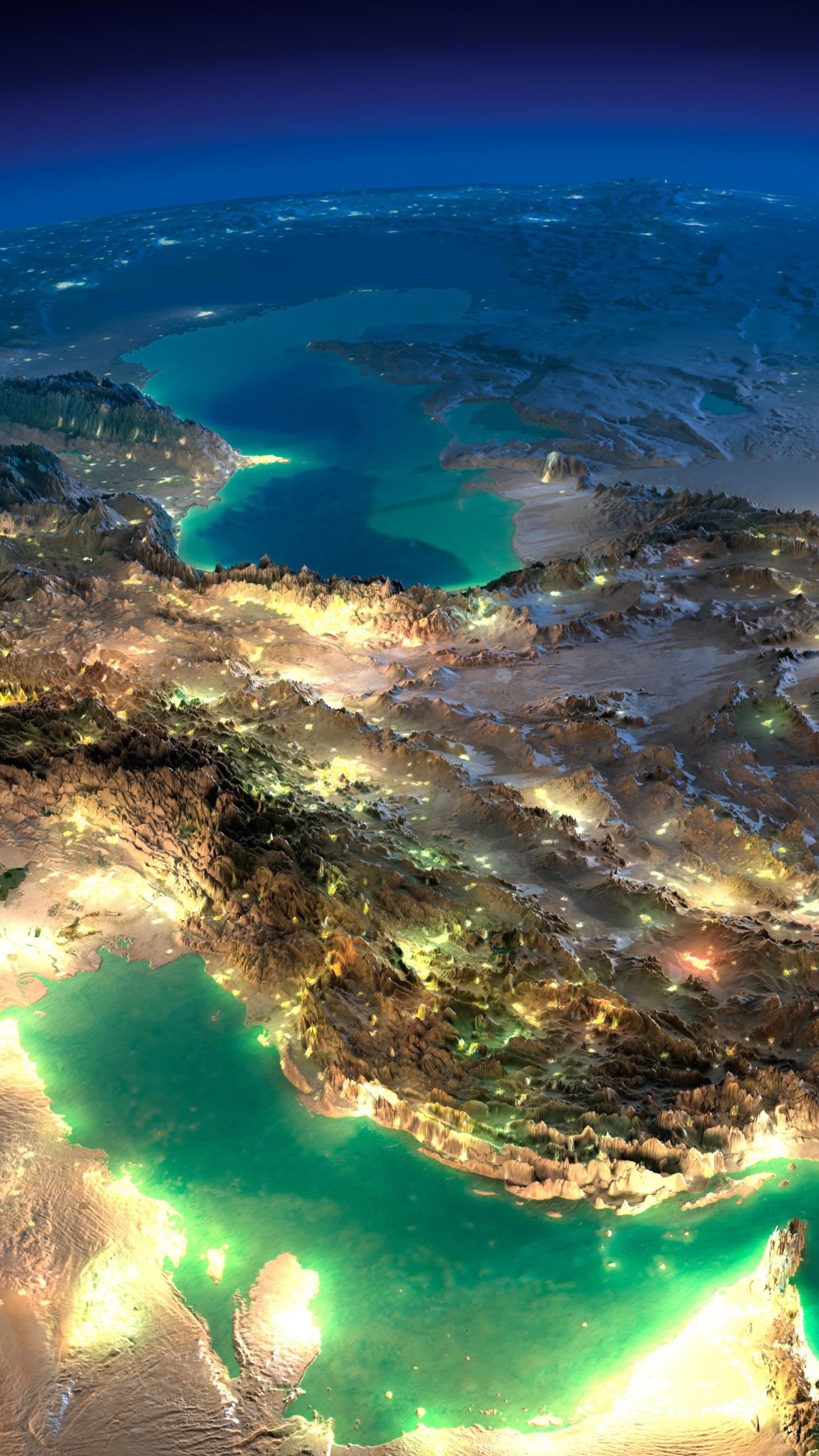 iran, persian gulf, earth, from space, iraq, arabia, caucasus, caspian sea, mountain mobile wallpaper