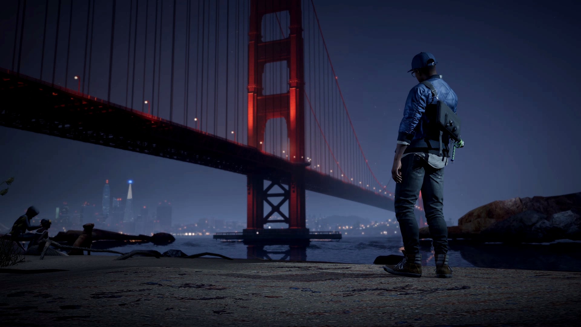 video game, watch dogs 2, golden gate, night, san francisco, watch dogs