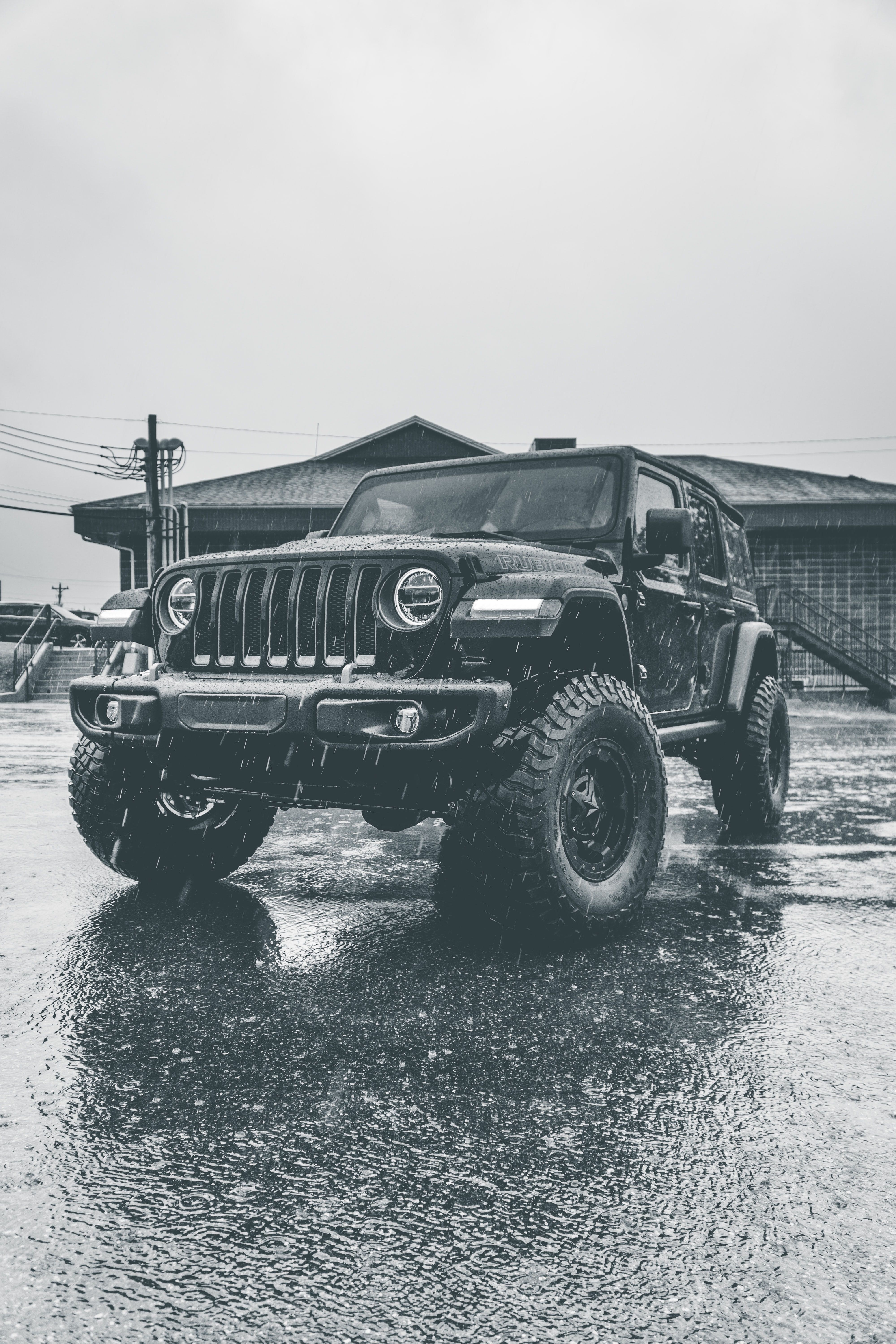 car, jeep, cars, rain, suv, bw, chb for android