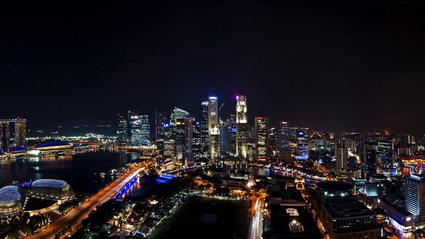 Сингапур ночной город