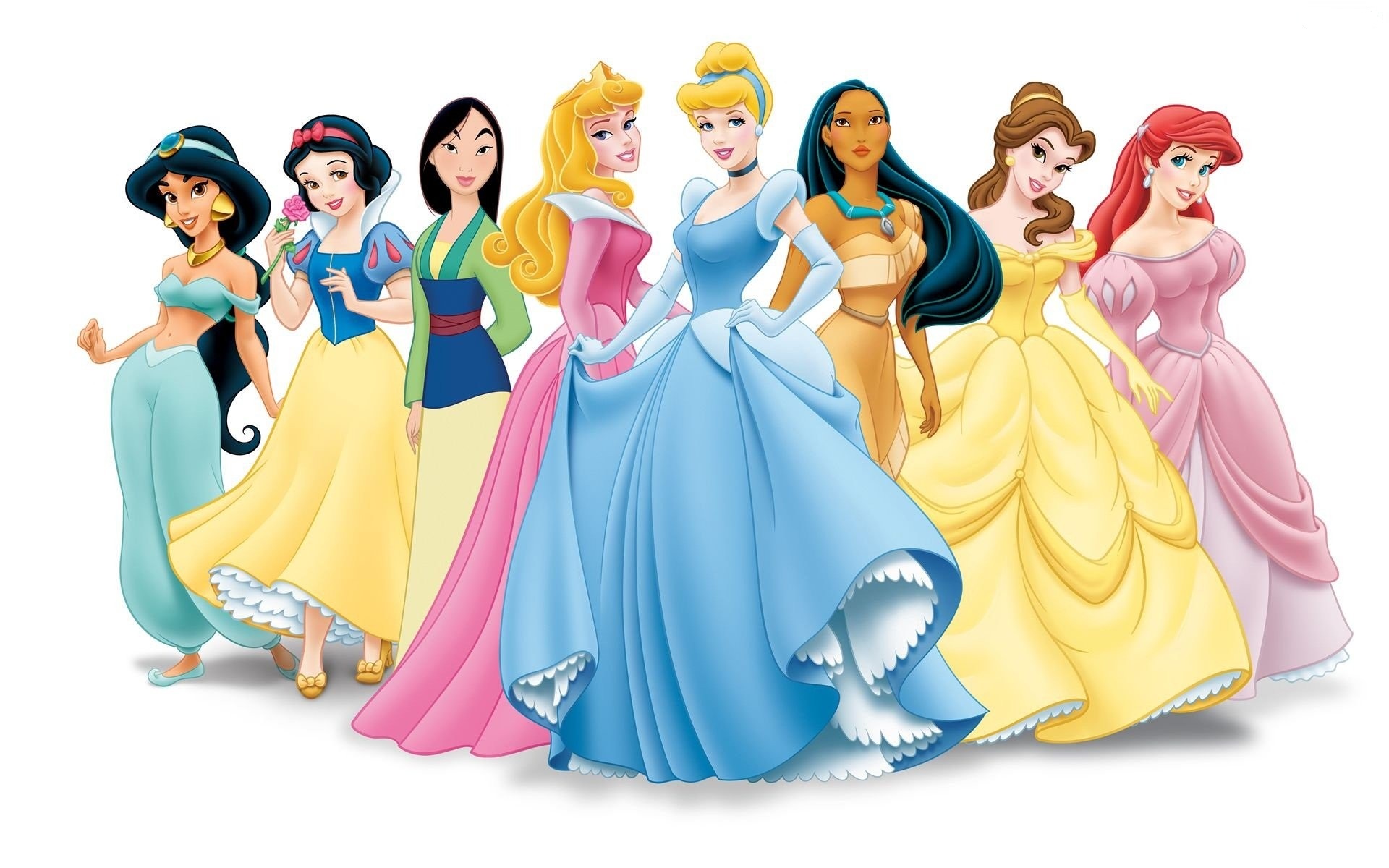 pocahontas, disney princess, movie, disney, ariel (the little mermaid), aurora (sleeping beauty), belle (beauty and the beast), cinderella, mulan, princess jasmine, snow white