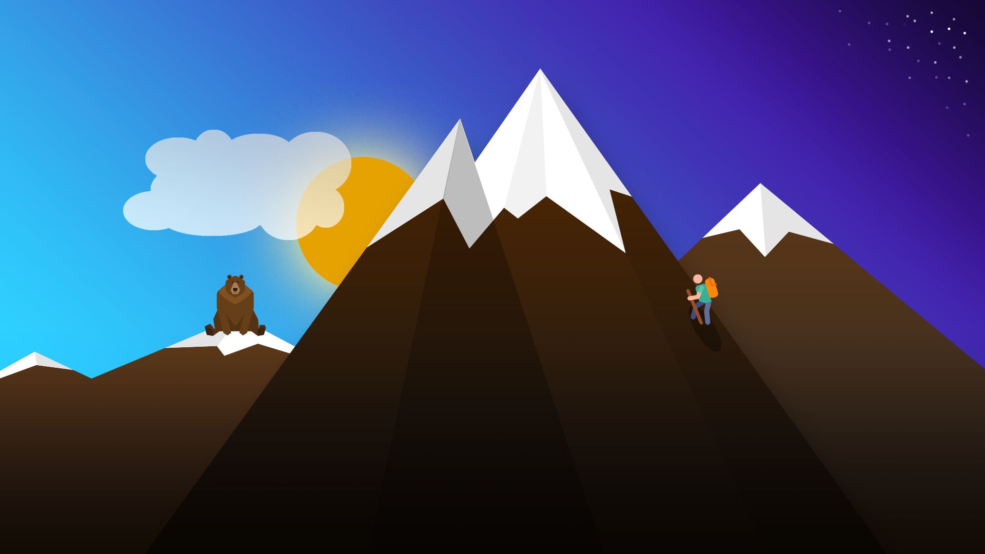 artistic, mountain, bear, hiking, sky HD wallpaper