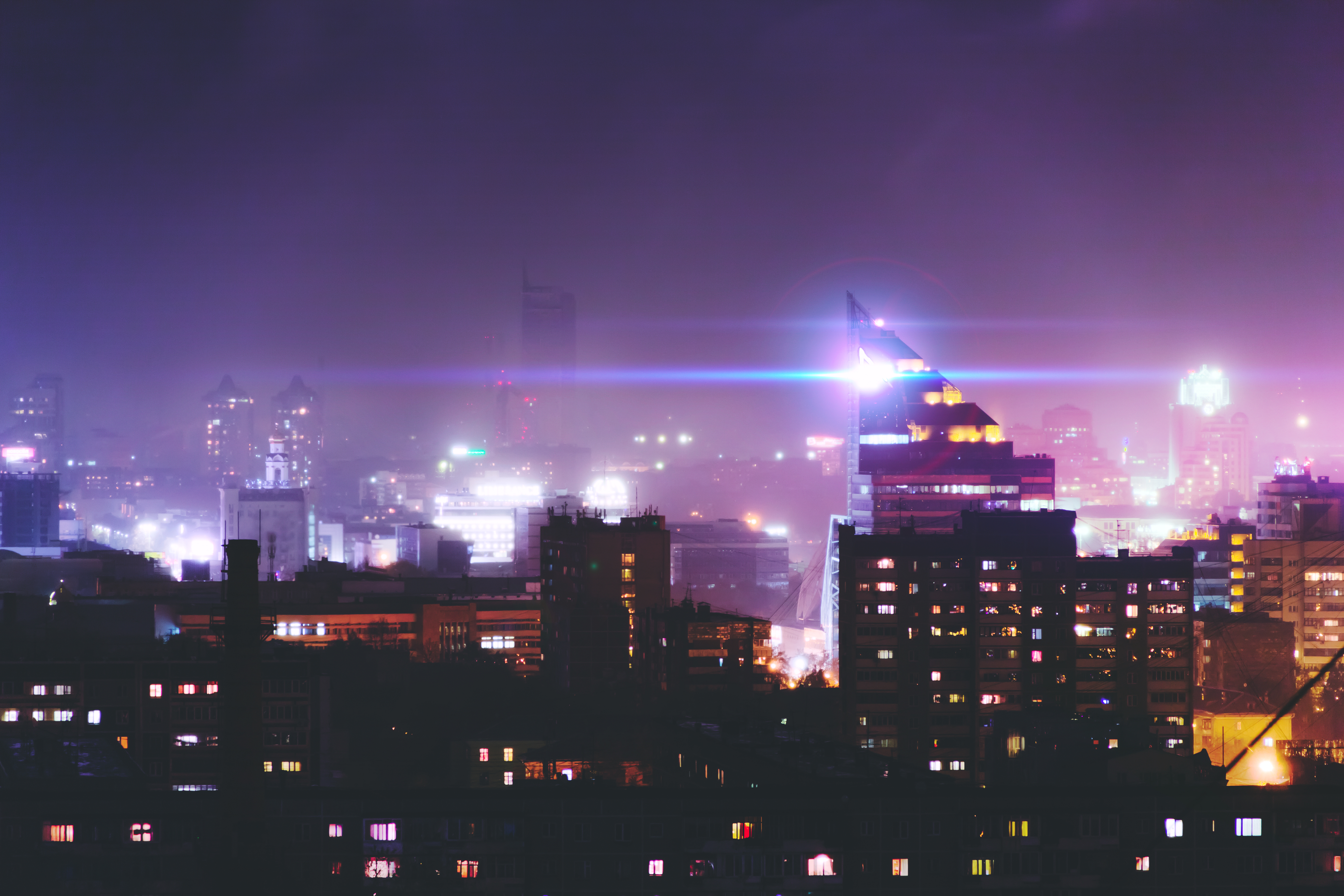 Horizontal Wallpaper city lights, cities, horizon, night city, russia, yekaterinburg, ekaterinburg