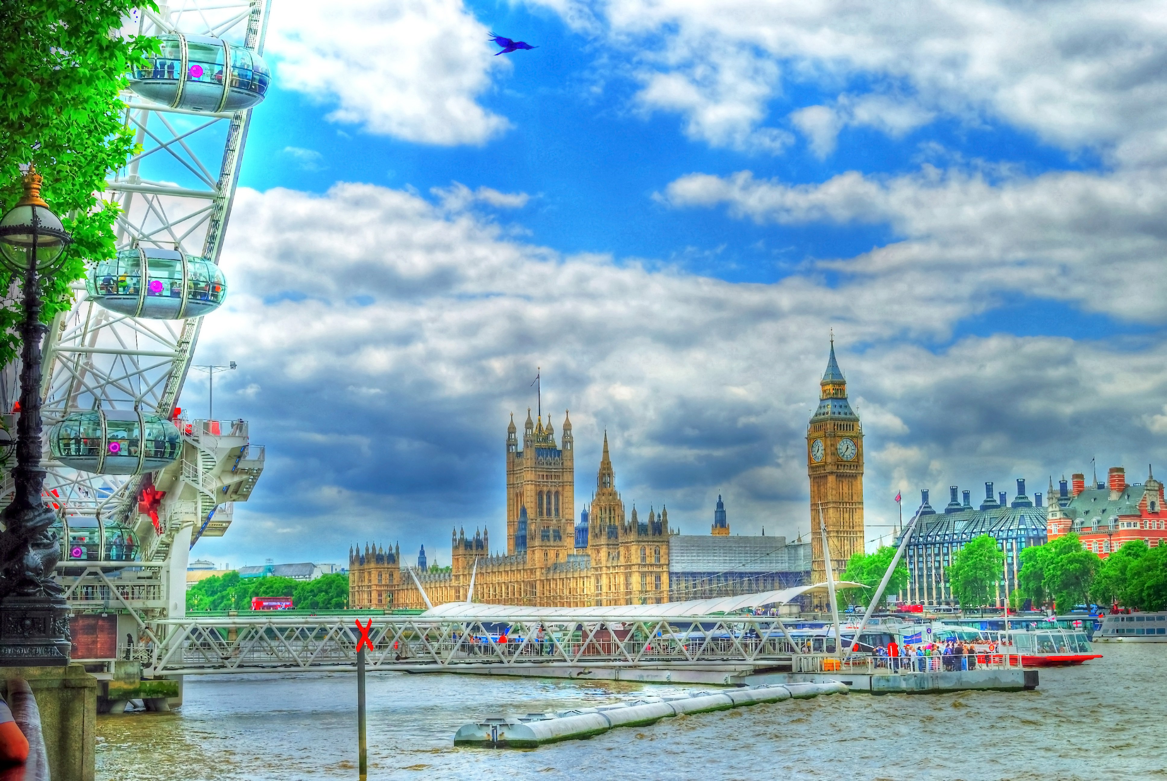 Handy-Wallpaper London Eye, Themse, Hdr, England, Fluss, Big Ben, London, Wasser, Fotografie, Großstadt kostenlos herunterladen.