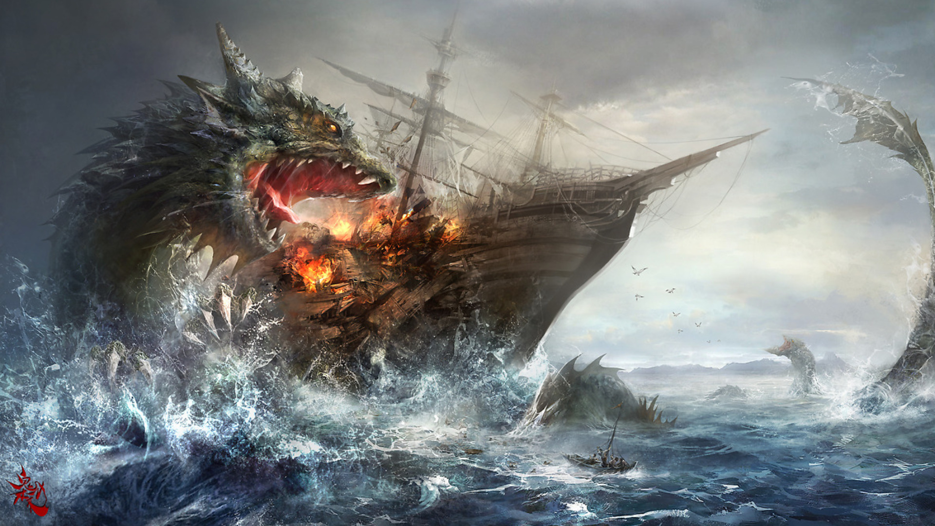 fantasy, sea monster wallpaper for mobile