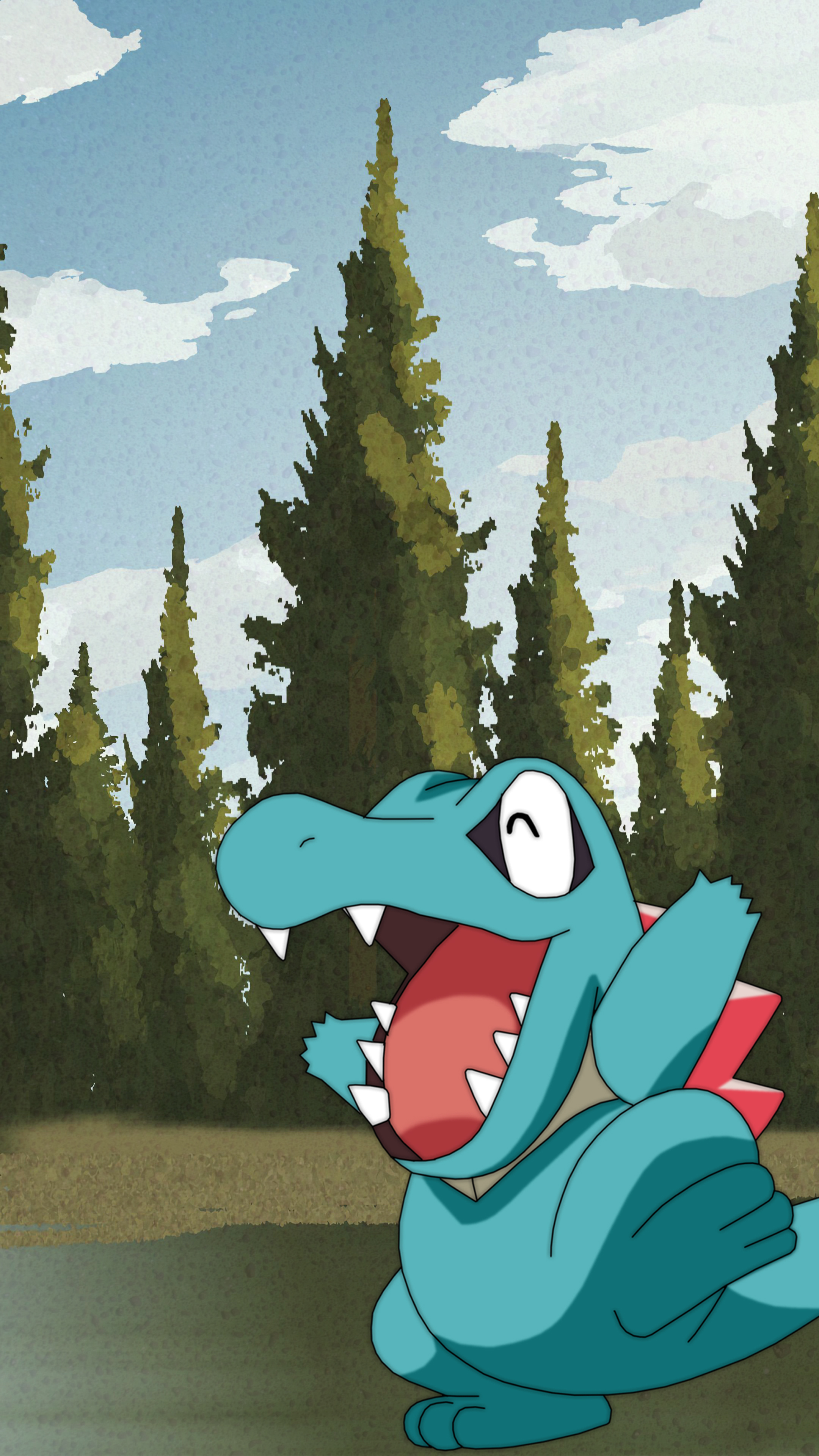 Pokemon, Fundo, Azul, Totodile, HD papel de parede