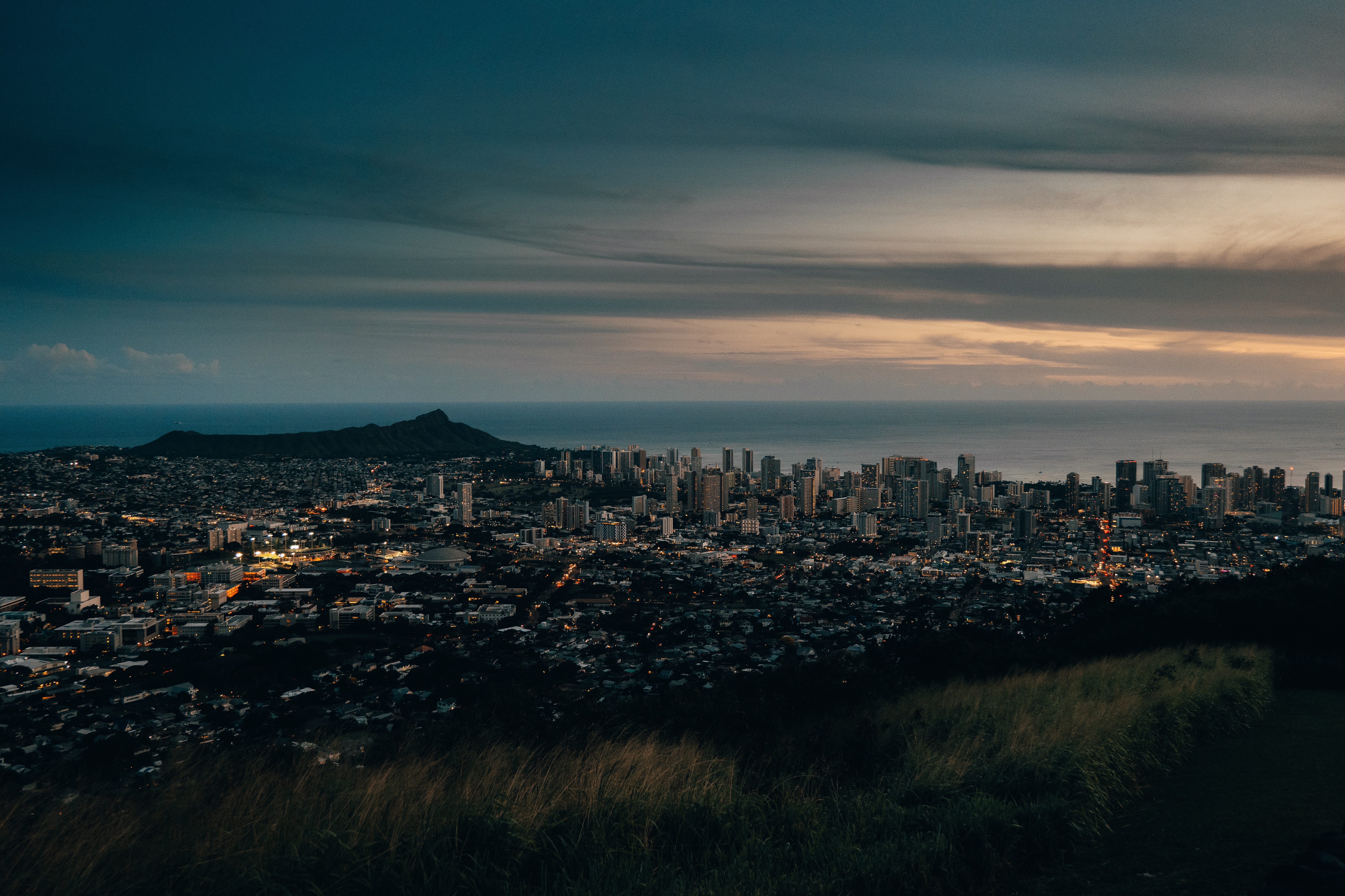 Free HD cities, sunset, city, building, view from above, urban landscape, cityscape