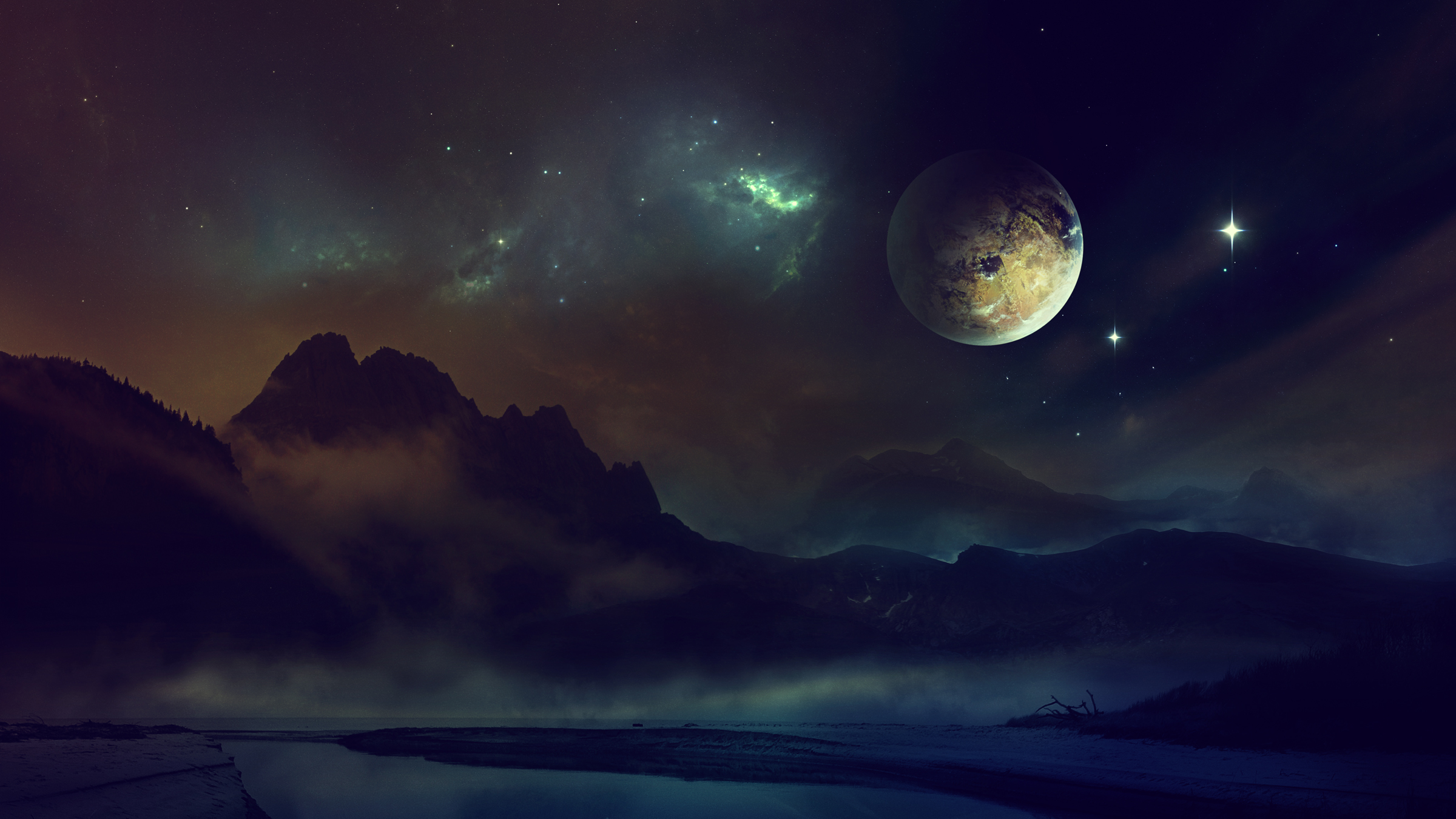 Download background shine, sky, universe, night, light, planet