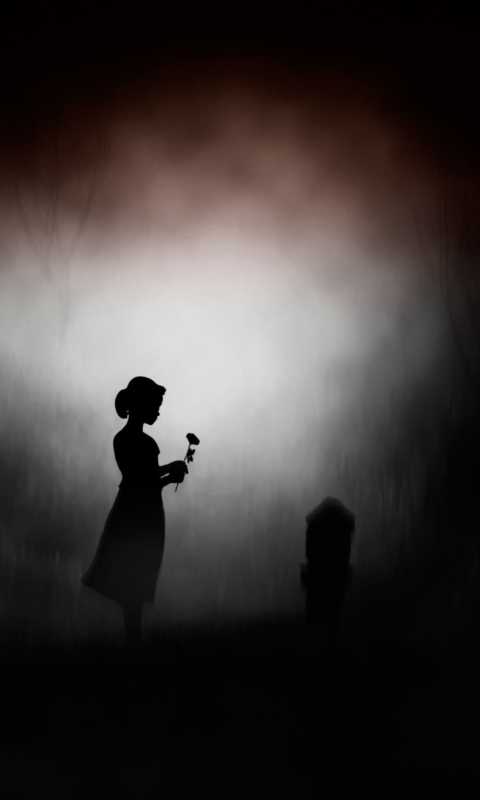 Wallpaper dog, art, girl, cemetery, tombstone for mobile and desktop,  section разное, resolution 1976x1300 - download