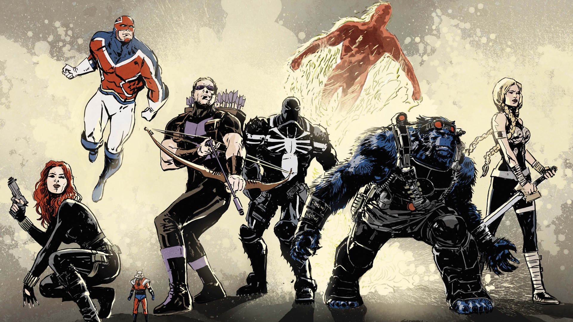android comics, secret avengers, agent venom, ant man, beast (marvel comics), black widow, captain britain, clint barton, hawkeye, human torch (marvel comics)