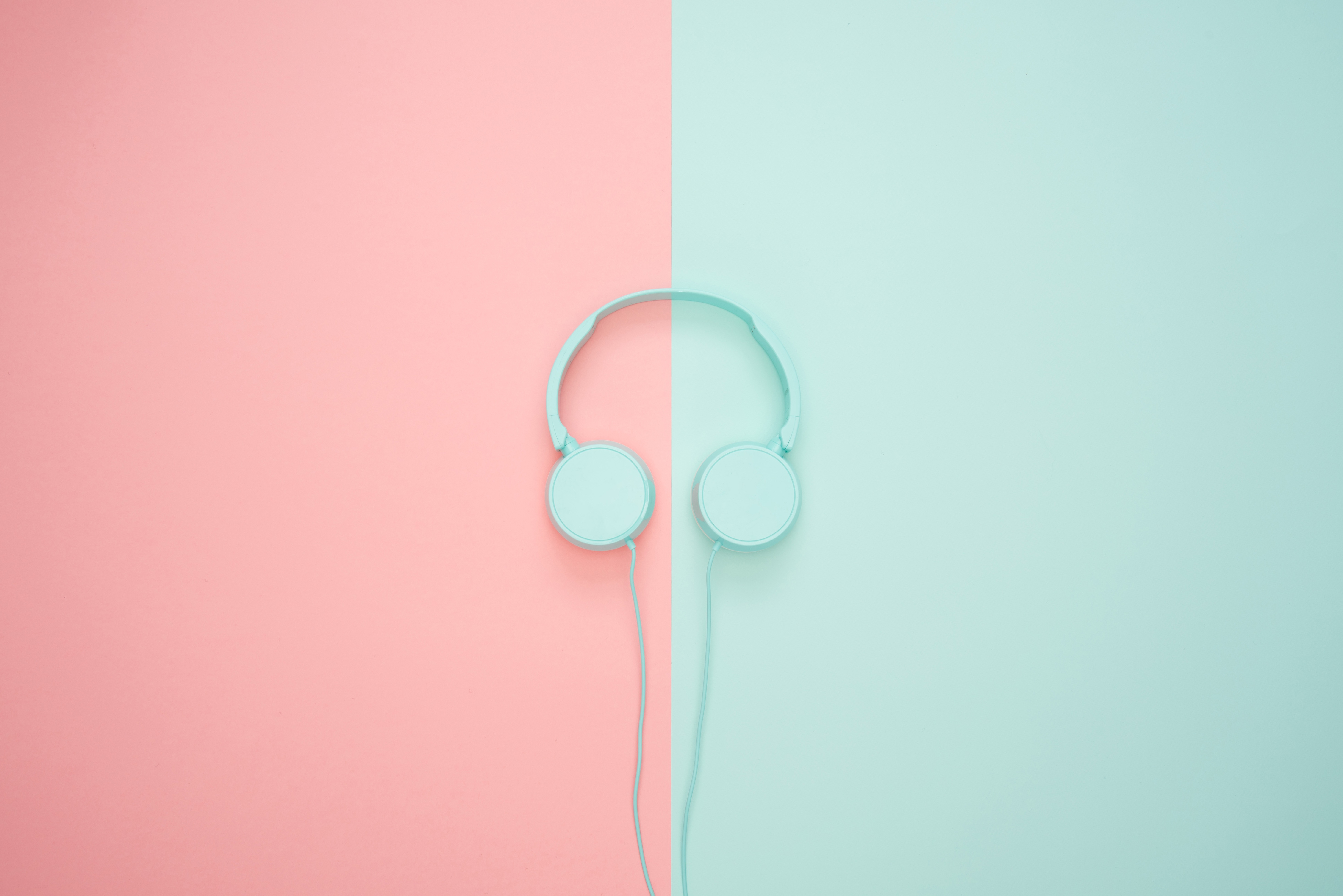 android headphones, minimalism, pastel, pink