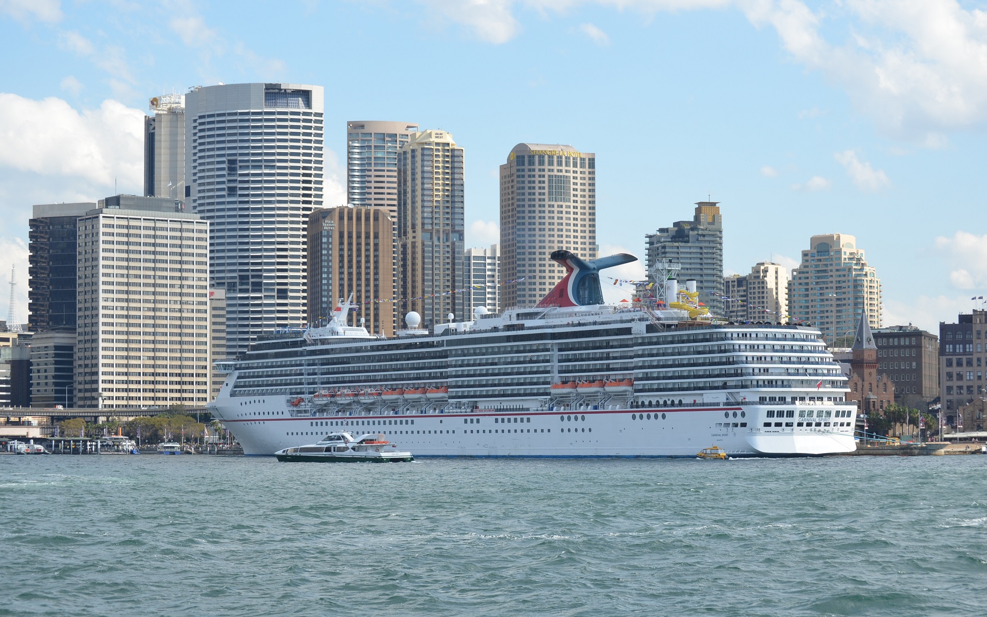 vehicles, carnival spirit, australia, boat, building, city, cruise ship, ship, sydney harbour, sydney