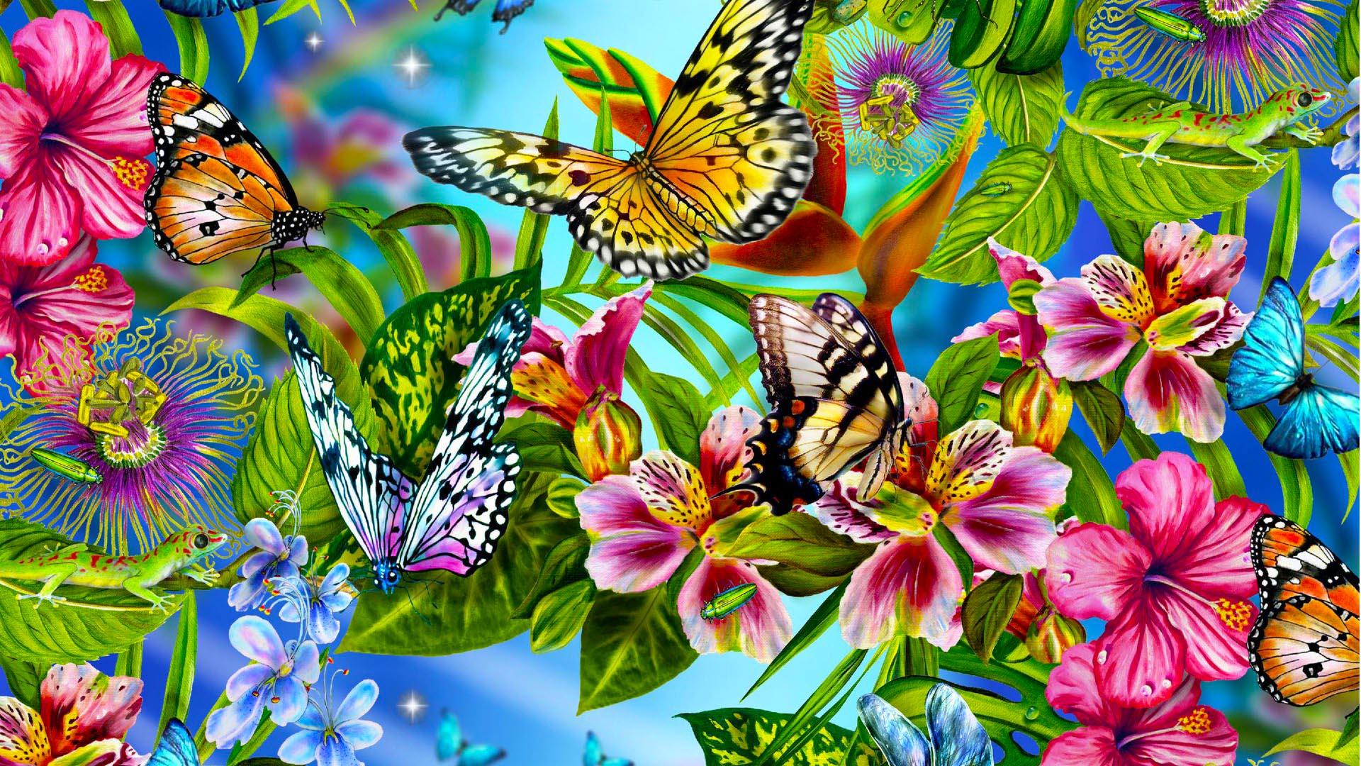 Лето цветы бабочки