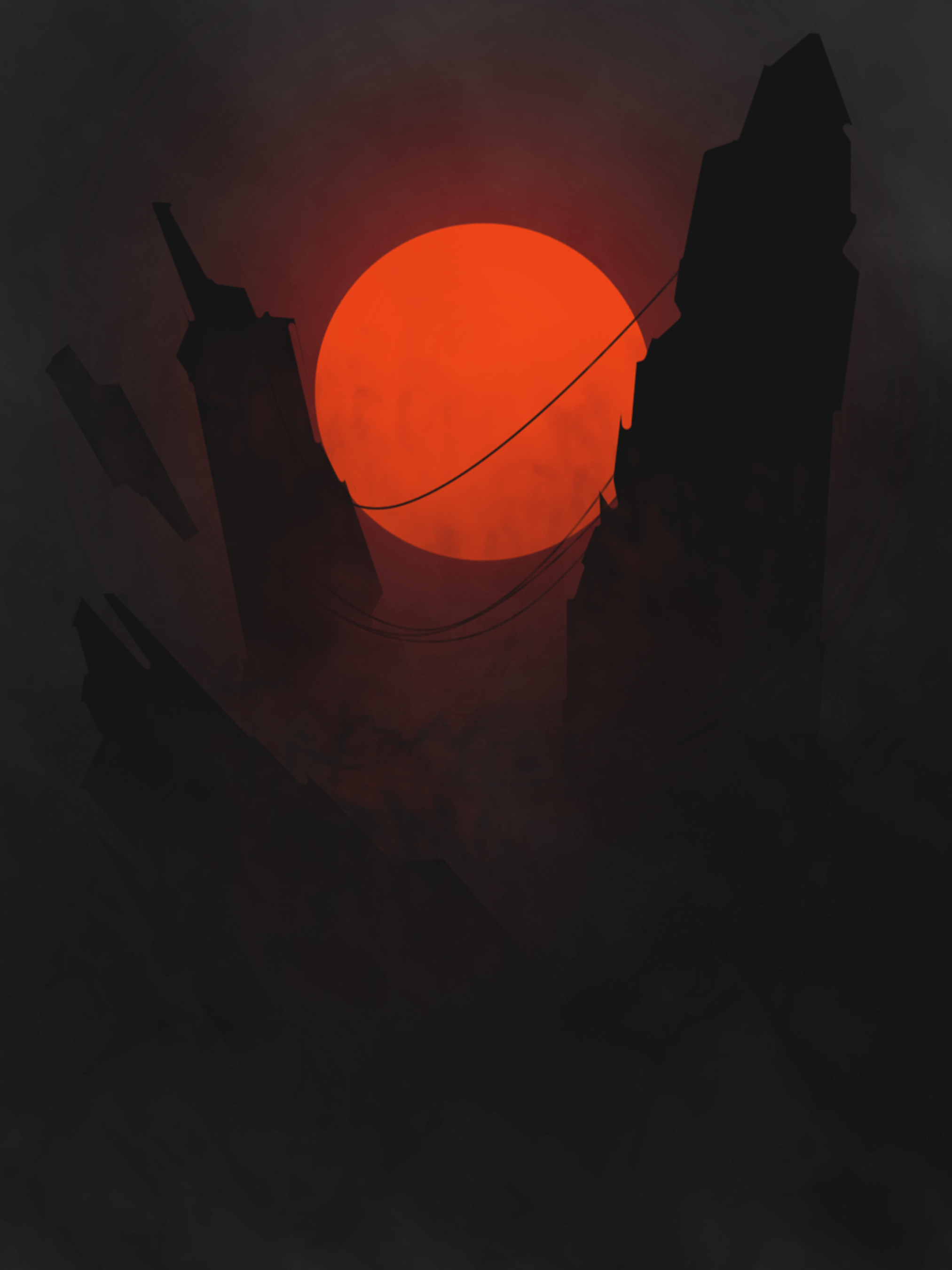 vector, dark, art, sun, rocks phone background