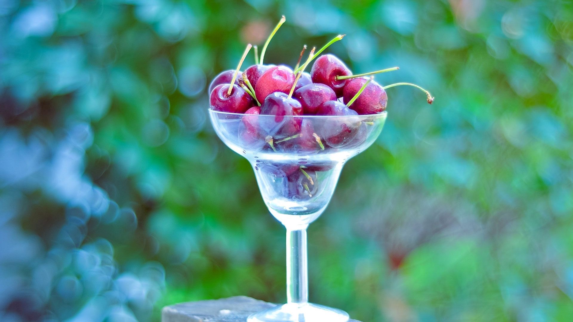 Download mobile wallpaper Ripe, Food, Glass, Cherry for free.