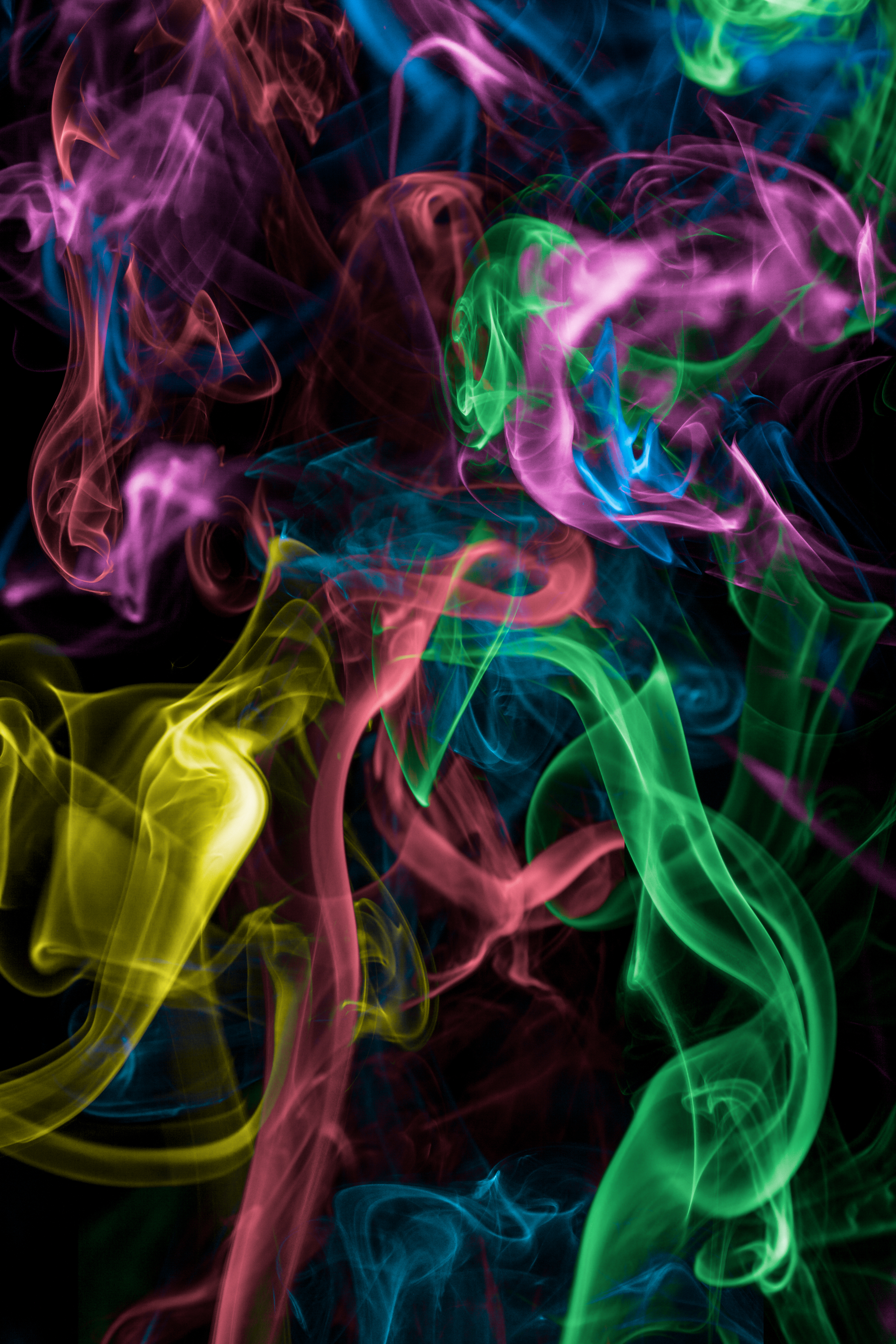 Mobile wallpaper colored smoke, coloured smoke, dark, smoke, abstract, multicolored, motley