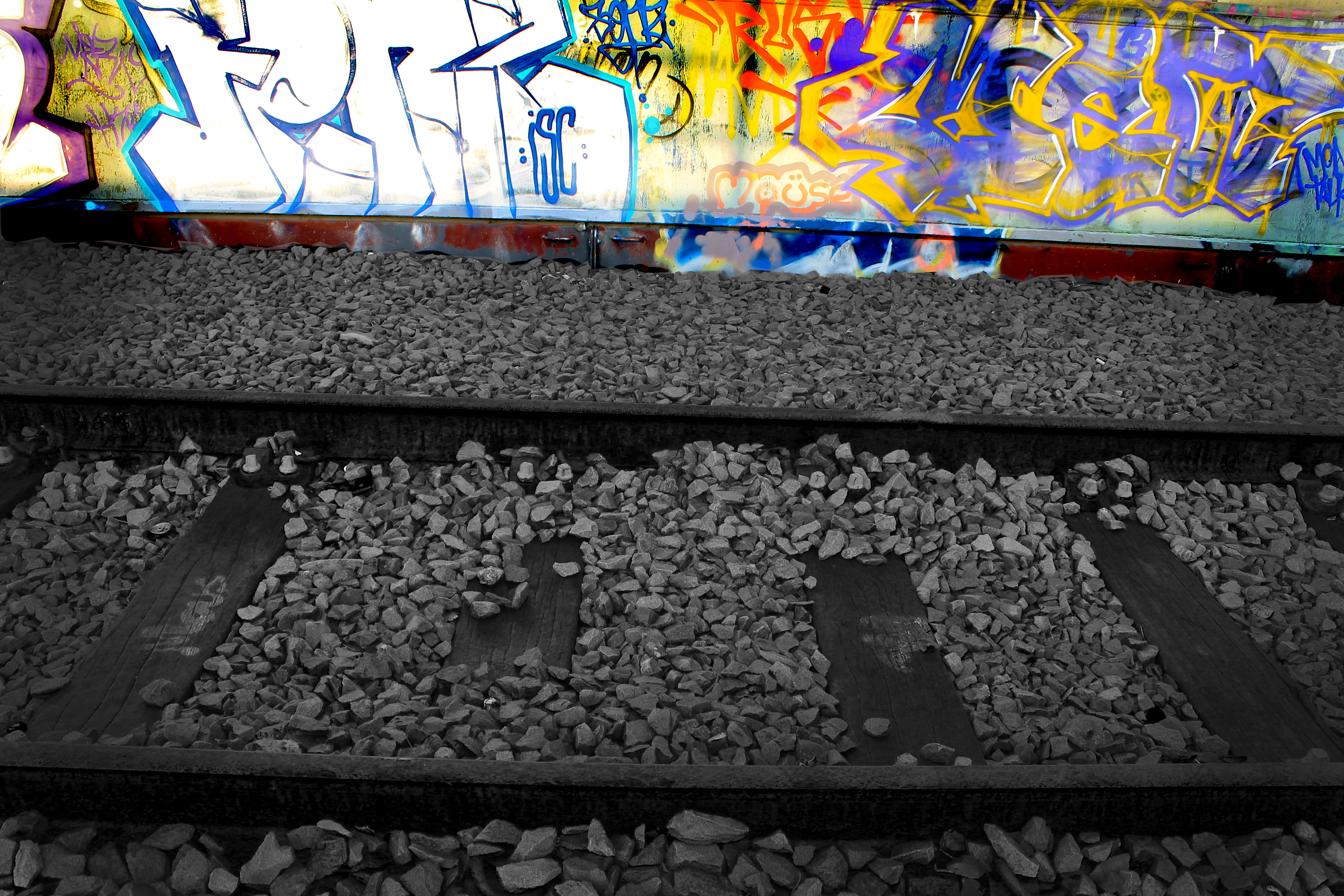 artistic, graffiti, abandoned, railroad phone background