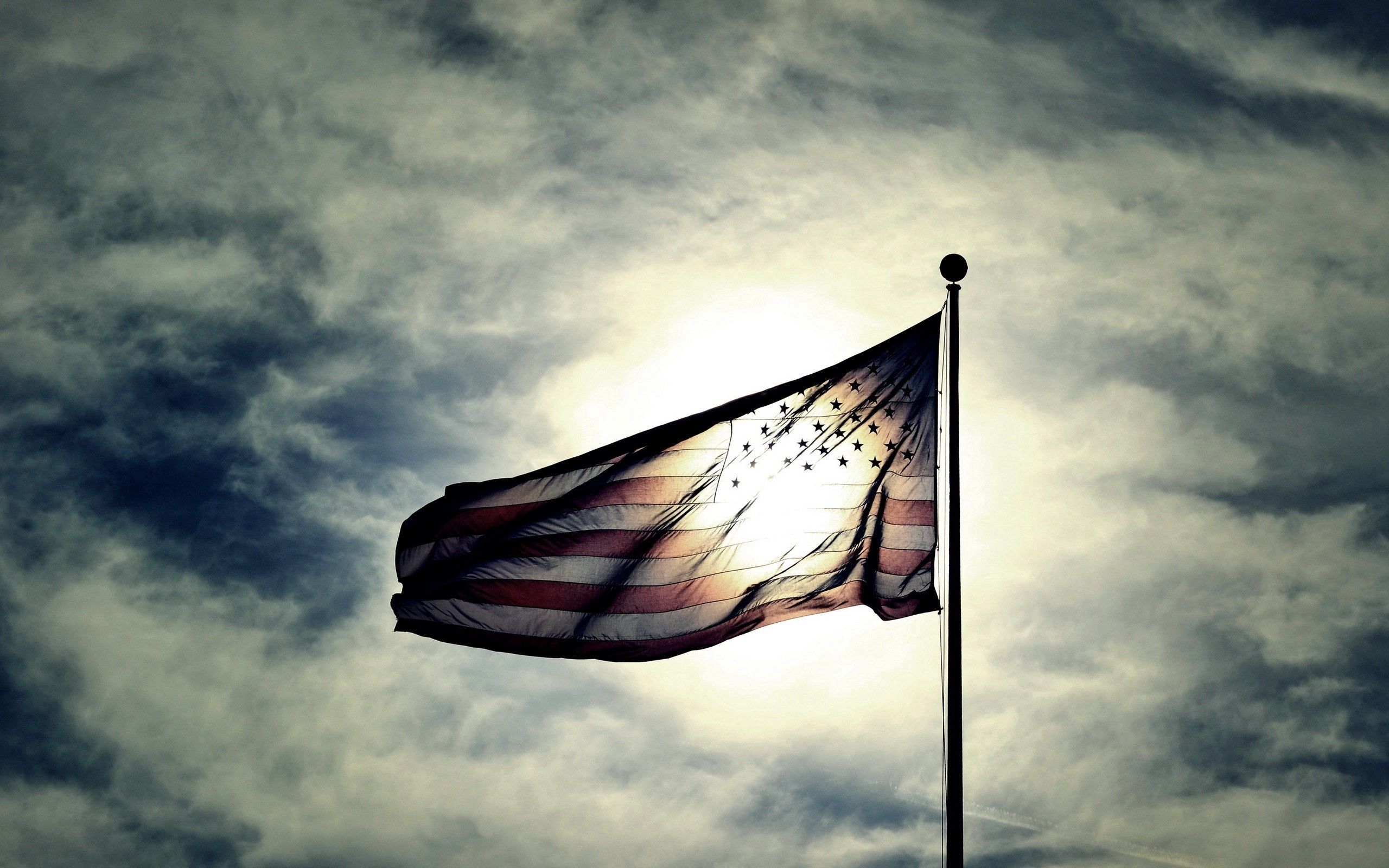 Download mobile wallpaper Sky, Clouds, United States, Usa, Night, Flag, Dark for free.