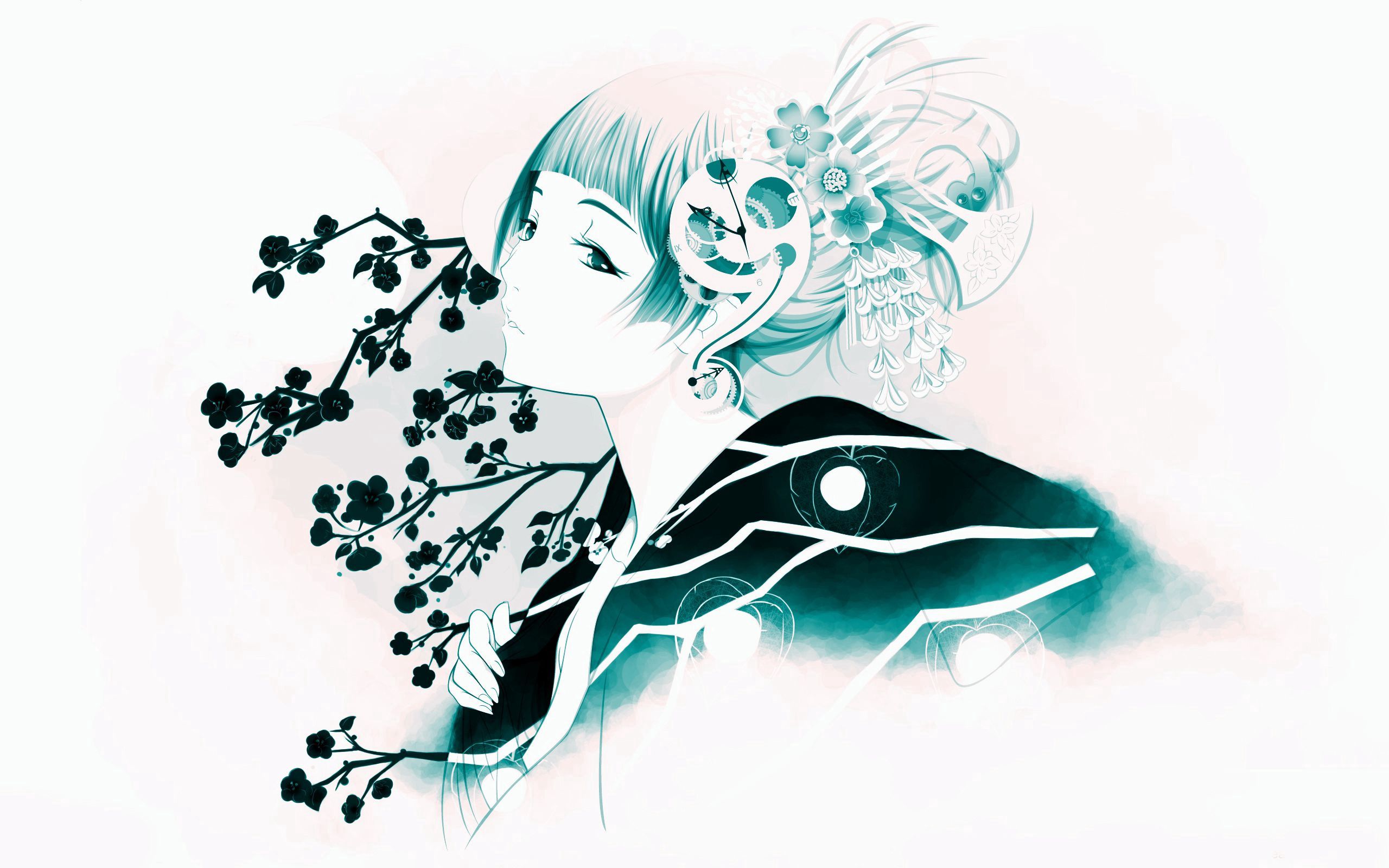 Download mobile wallpaper Flowers, Sakura, Girl, Vector for free.