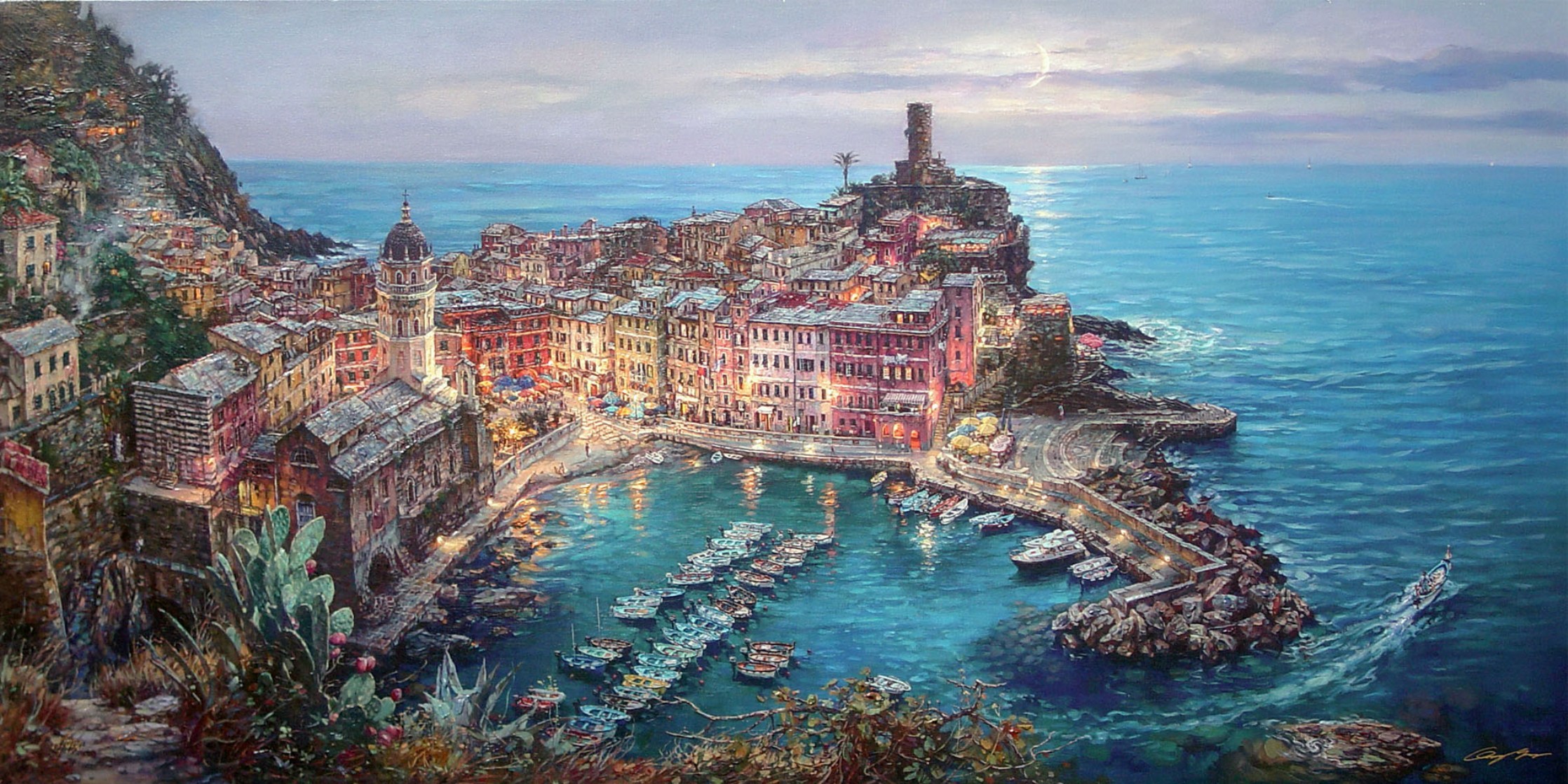 artistic, painting, colorful, italy, vernazza UHD